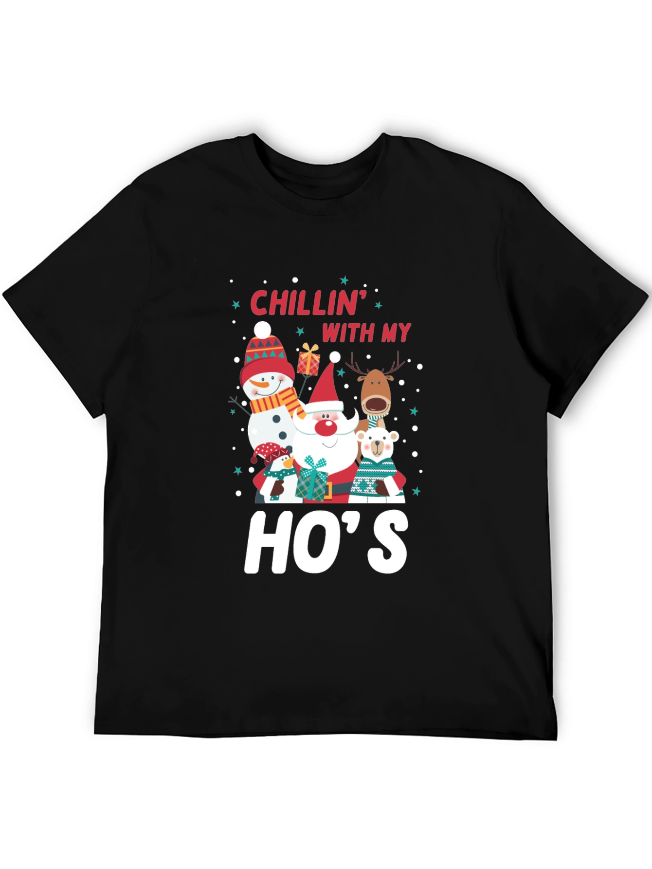 Black Chillin' With My Ho's Holiday T-Shirt view 5