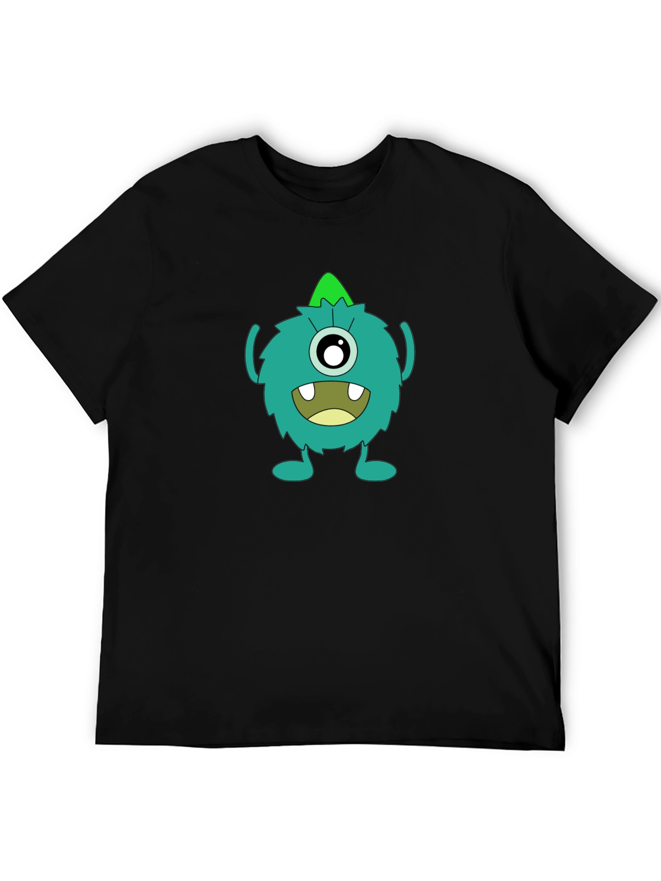 Black Monster Graphic Tee - Funny Cartoon Creature T-Shirt view 5