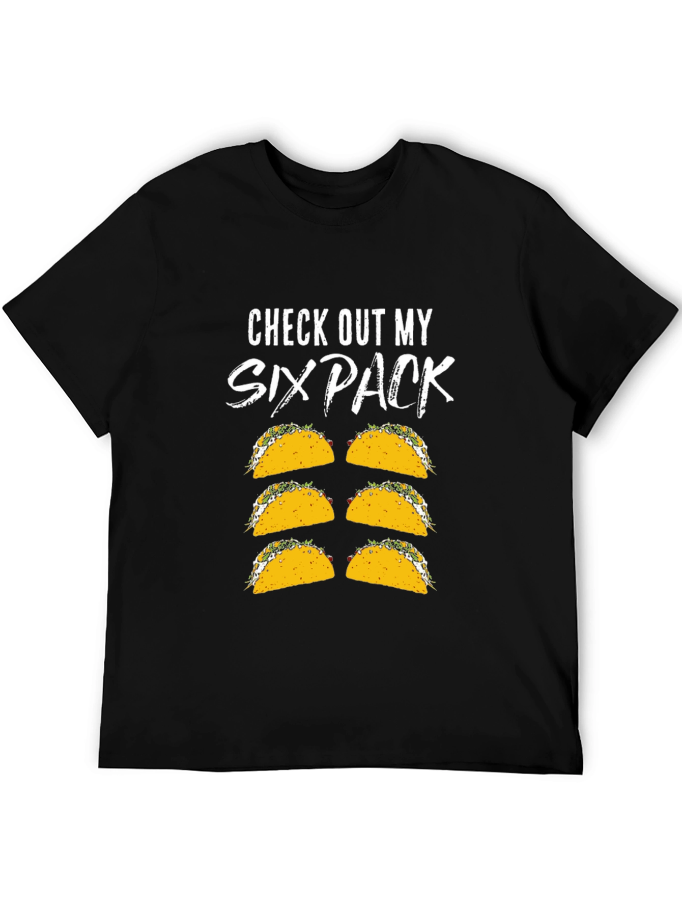 Black Funny Six Pack Taco Graphic T-Shirt view 5