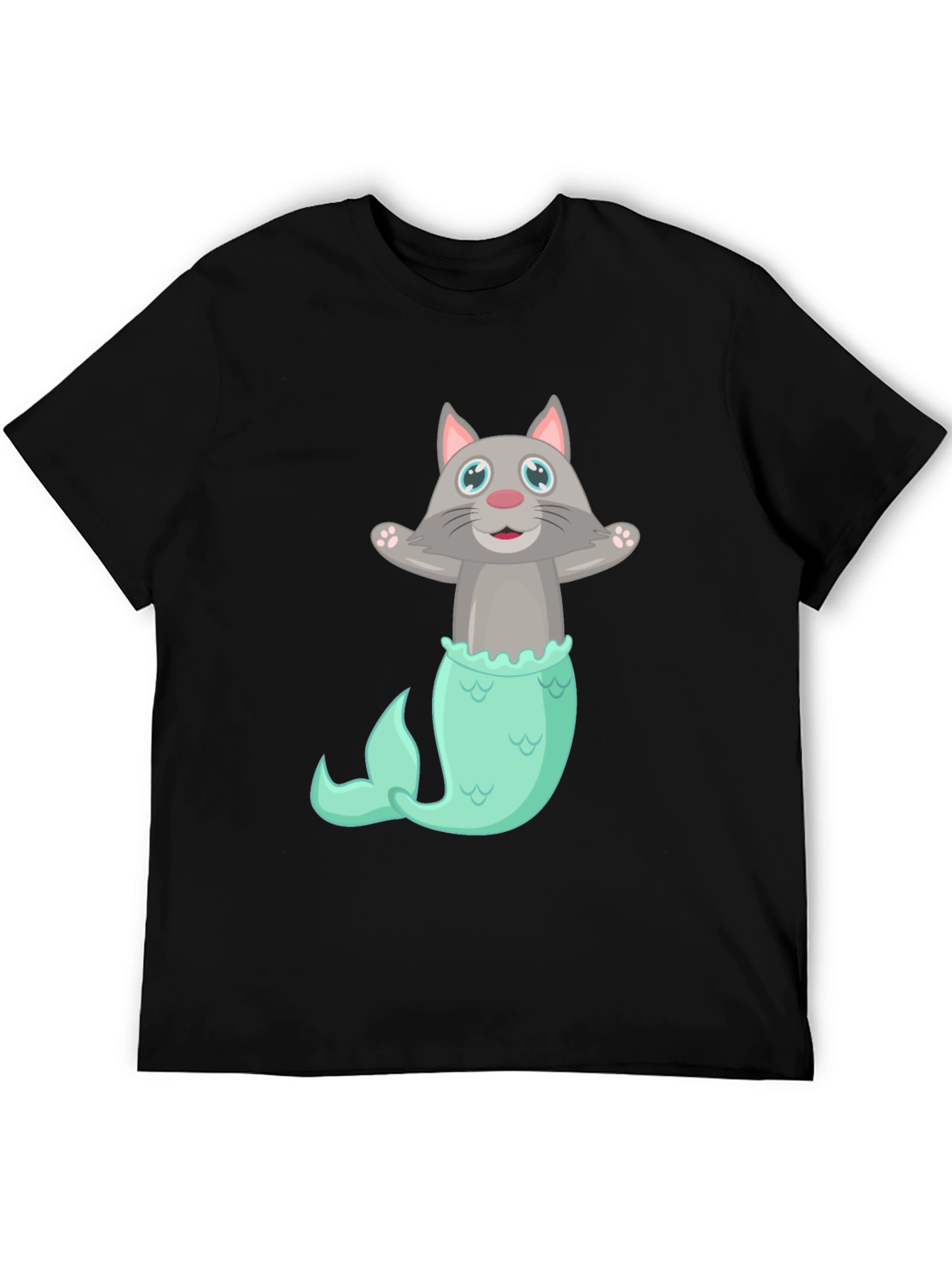 Black Cat Mermaid T-Shirt - Funny Graphic Tee view 5