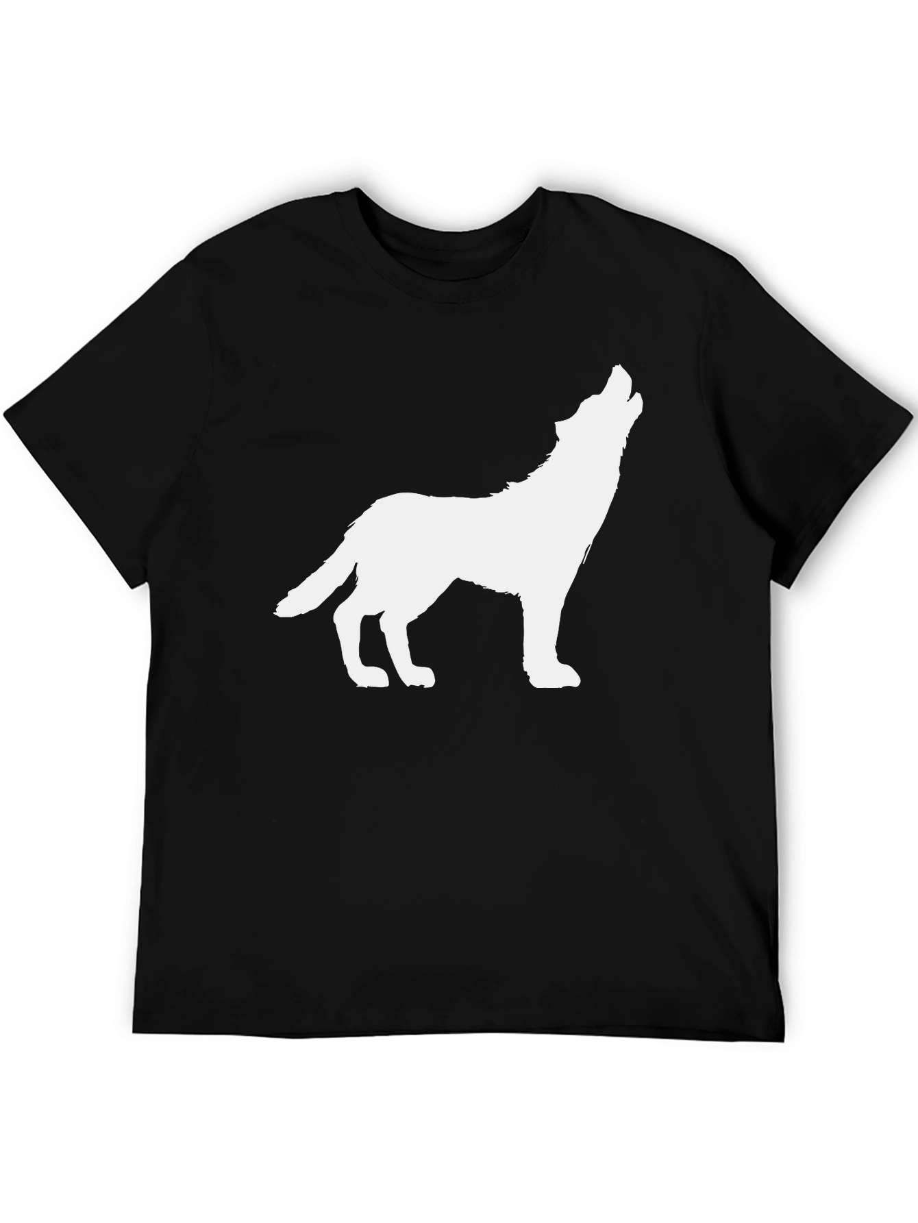 Black Wolf Howling Graphic Tee - Black Cotton Blend T-Shirt view 5