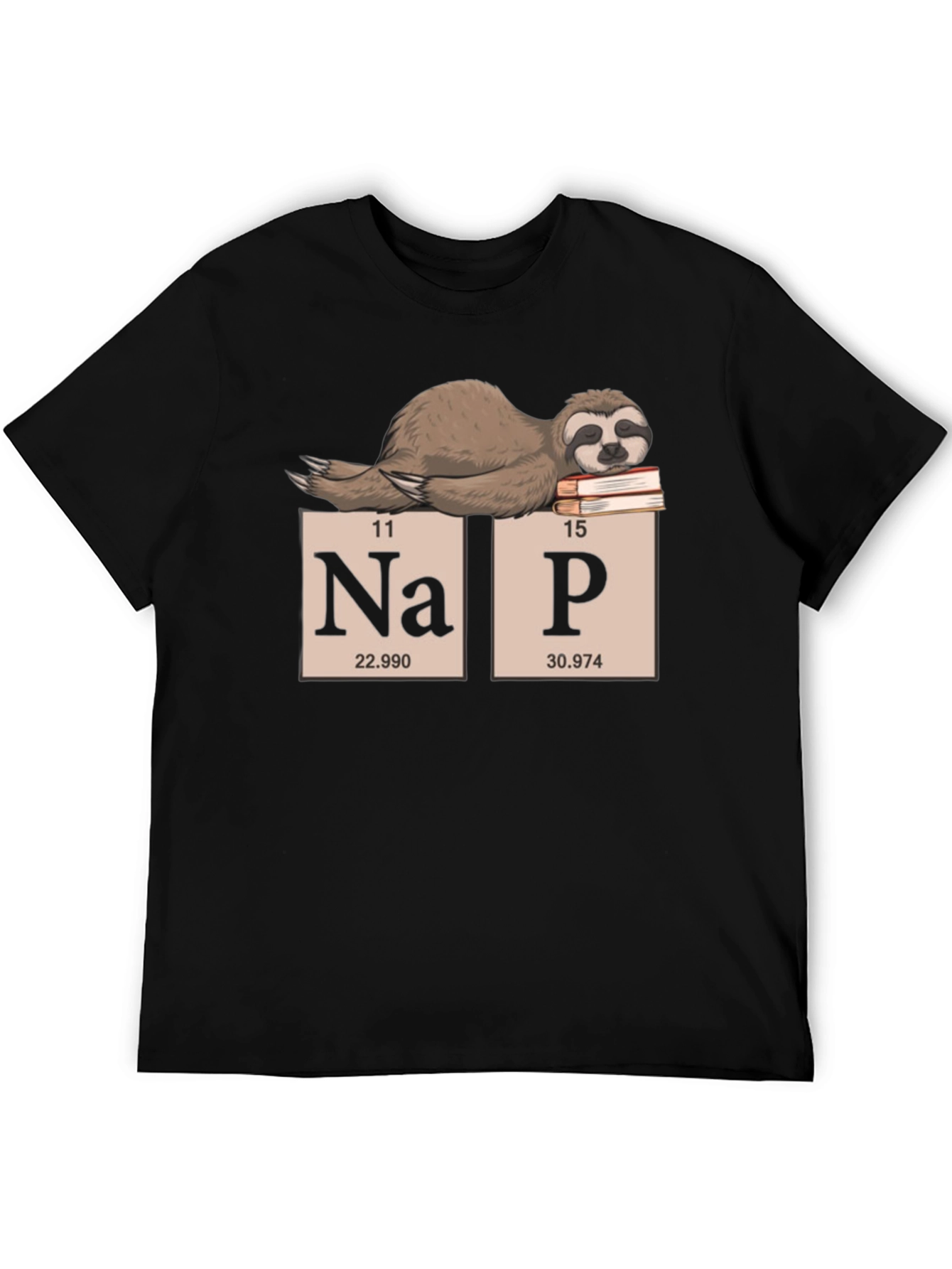 Black Nap Sloth Periodic Table T-Shirt - Chemistry Humor Tee view 5