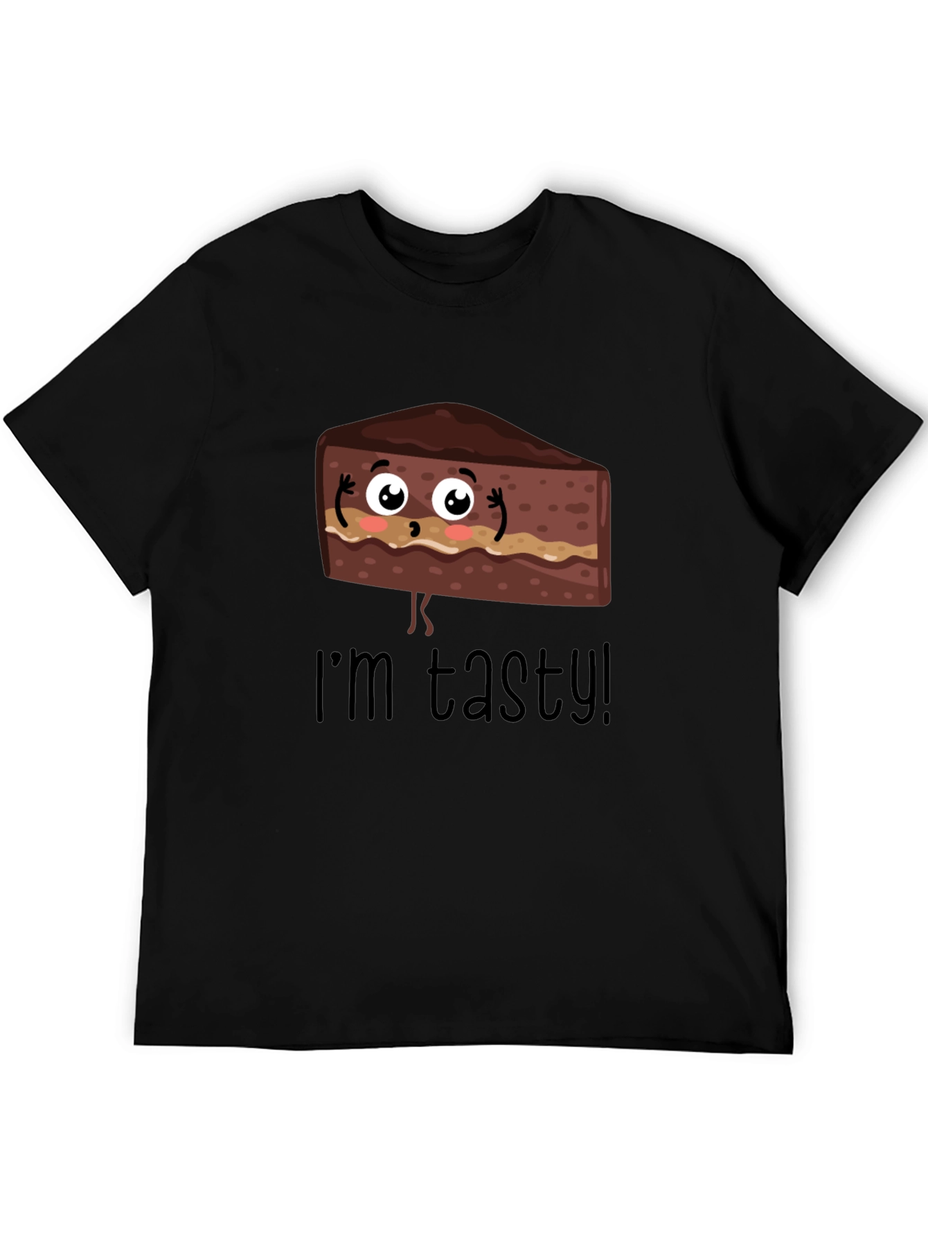 Black Tasty Cartoon Cake Graphic T-Shirt view 5