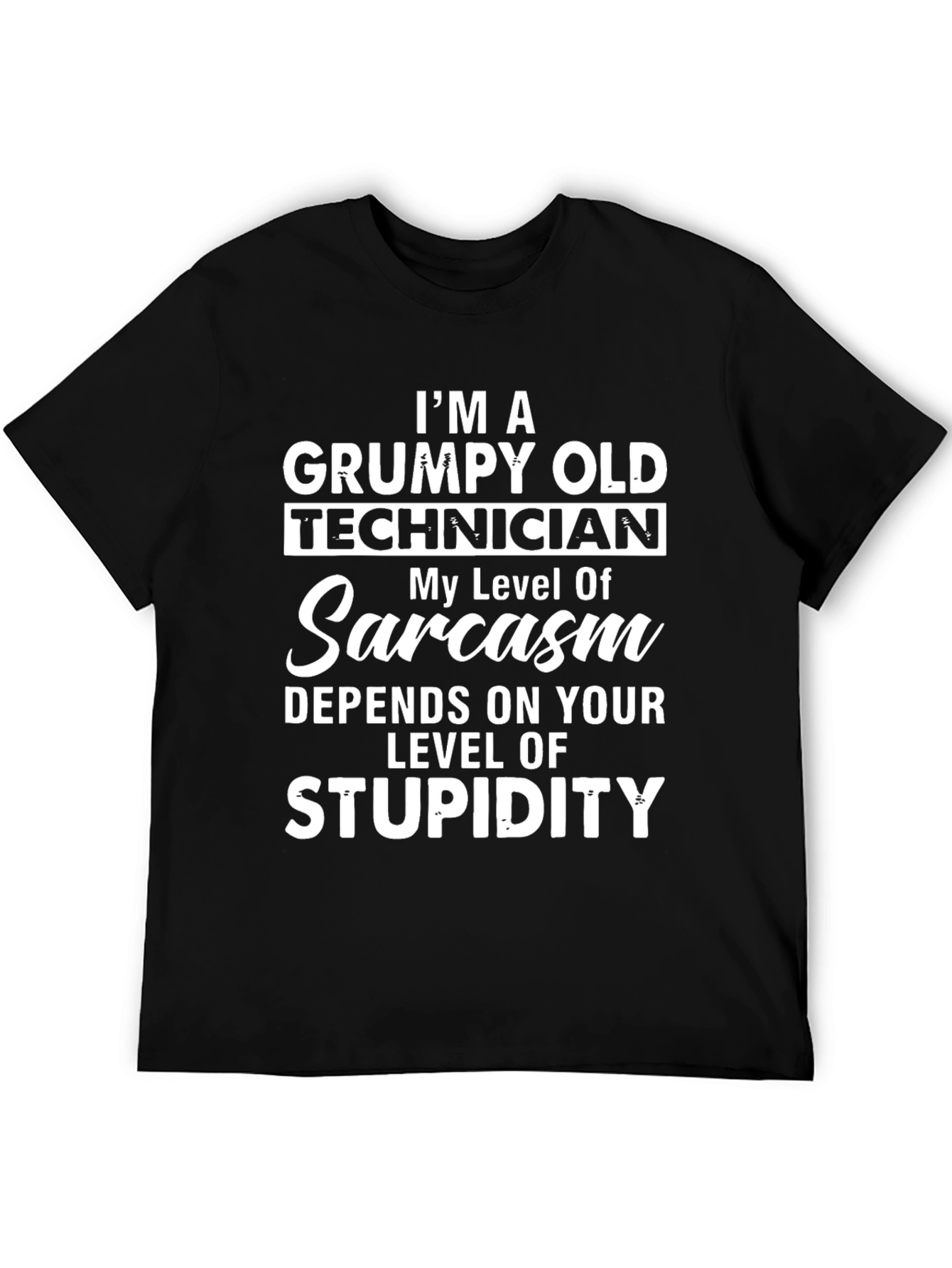 Black Grumpy Old Technician Sarcasm Men's T-Shirt view 5
