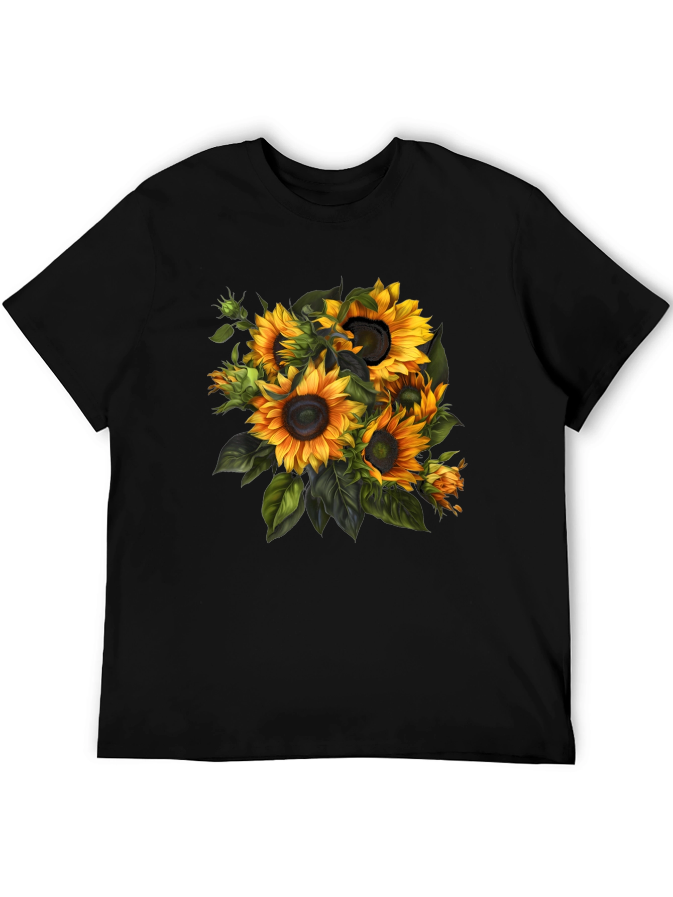 Black Sunflower Bouquet Graphic Tee - Stylish Floral Design view 5