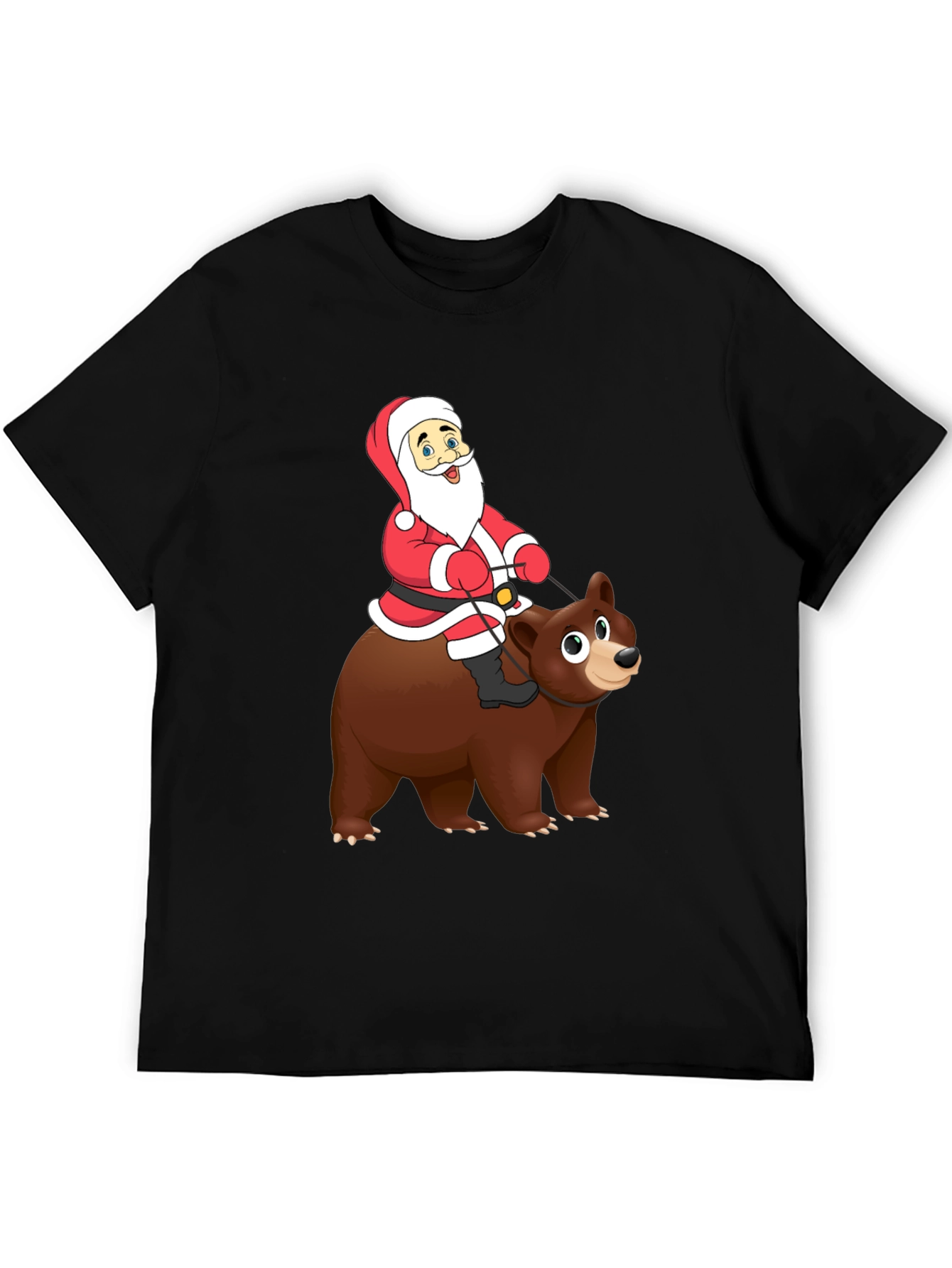 Black Santa Riding Bear Graphic Tee - Holiday Cheer! view 5