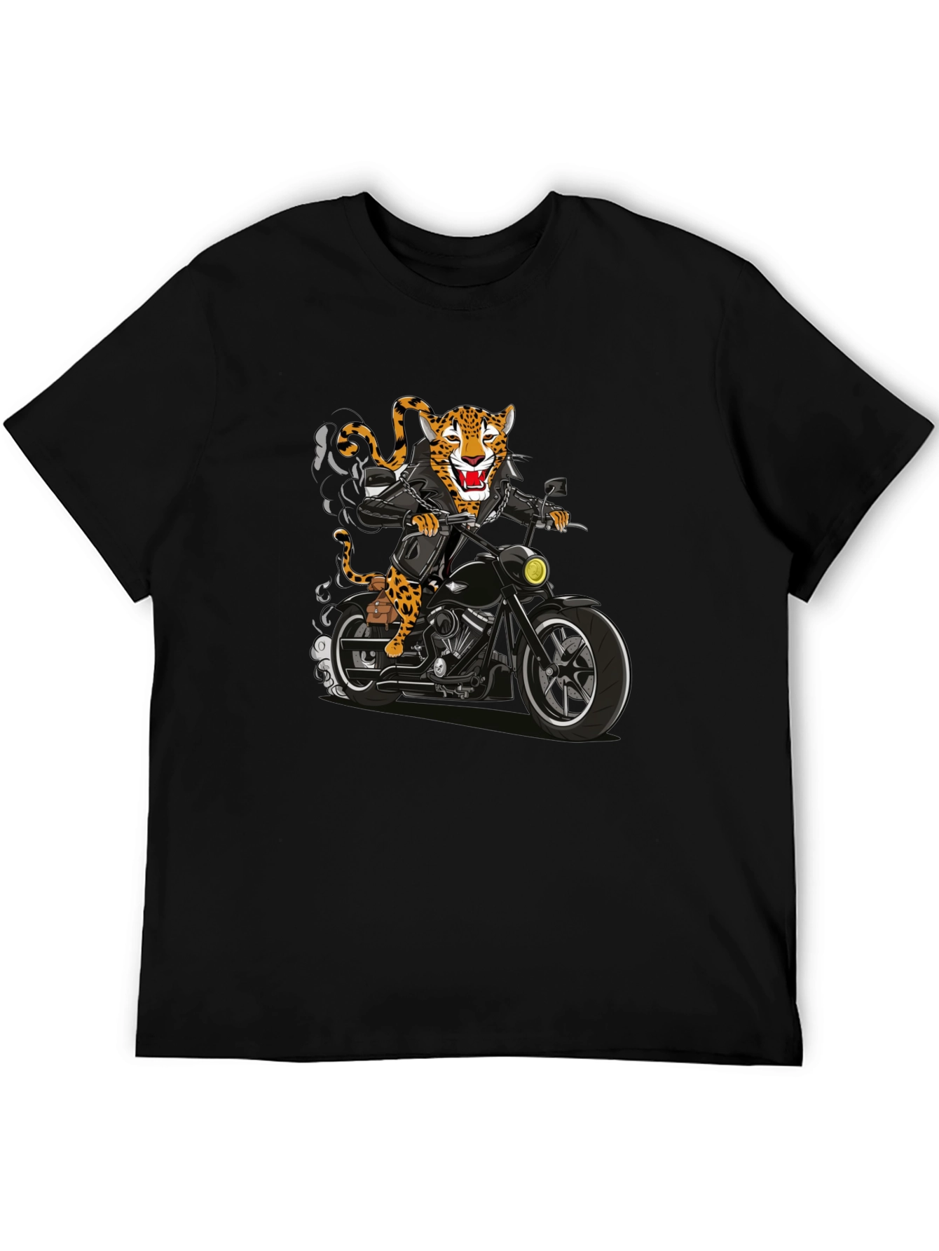 Black Biker Jaguar Graphic T-Shirt view 5