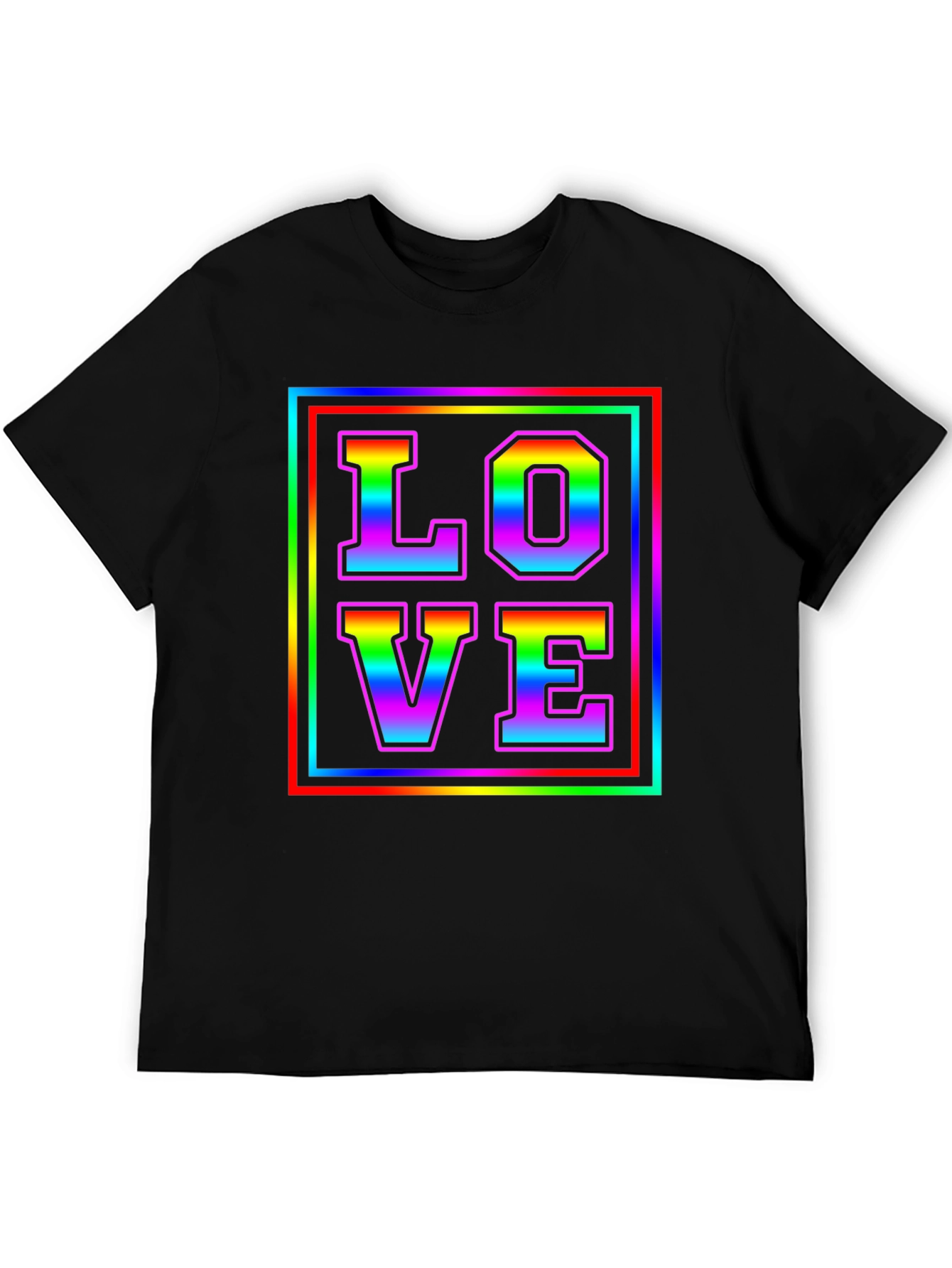 Black Rainbow LOVE Graphic Tee - Pride Month T-Shirt view 5