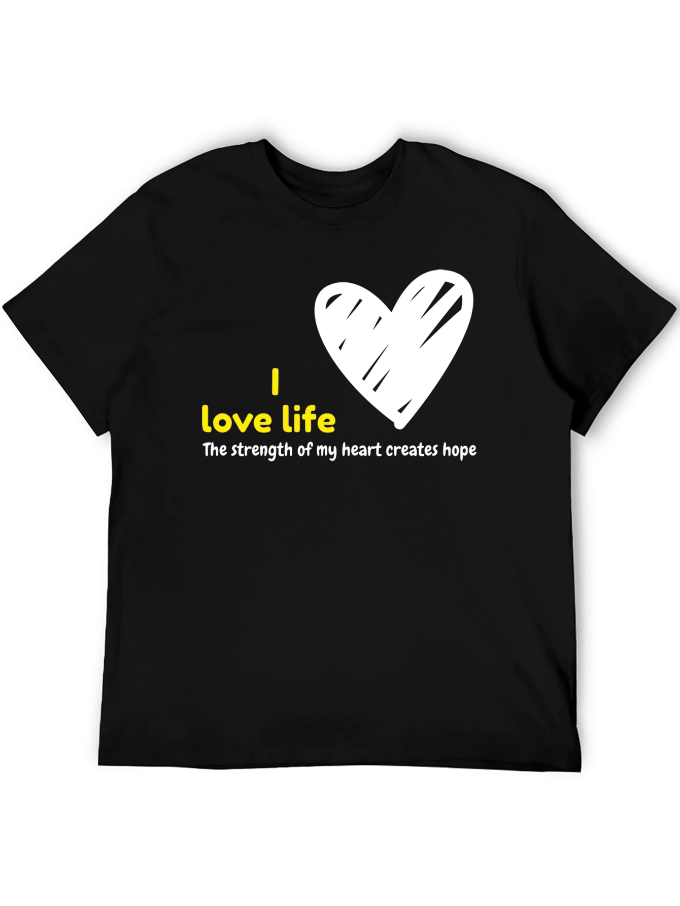 Black I Love Life Graphic Tee - Heart Design view 5