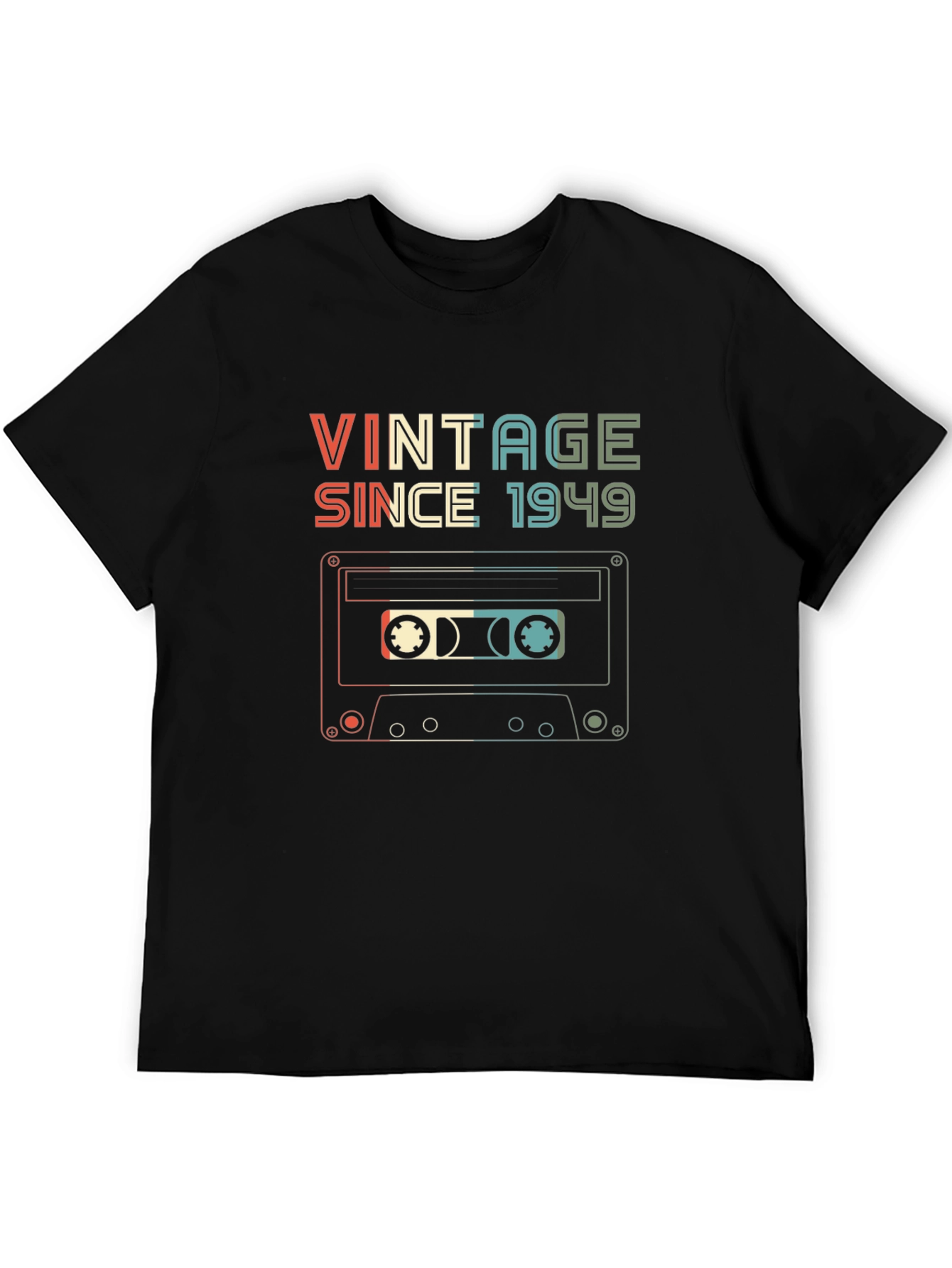 Black Vintage Since 1949 Cassette Tape T-Shirt view 5