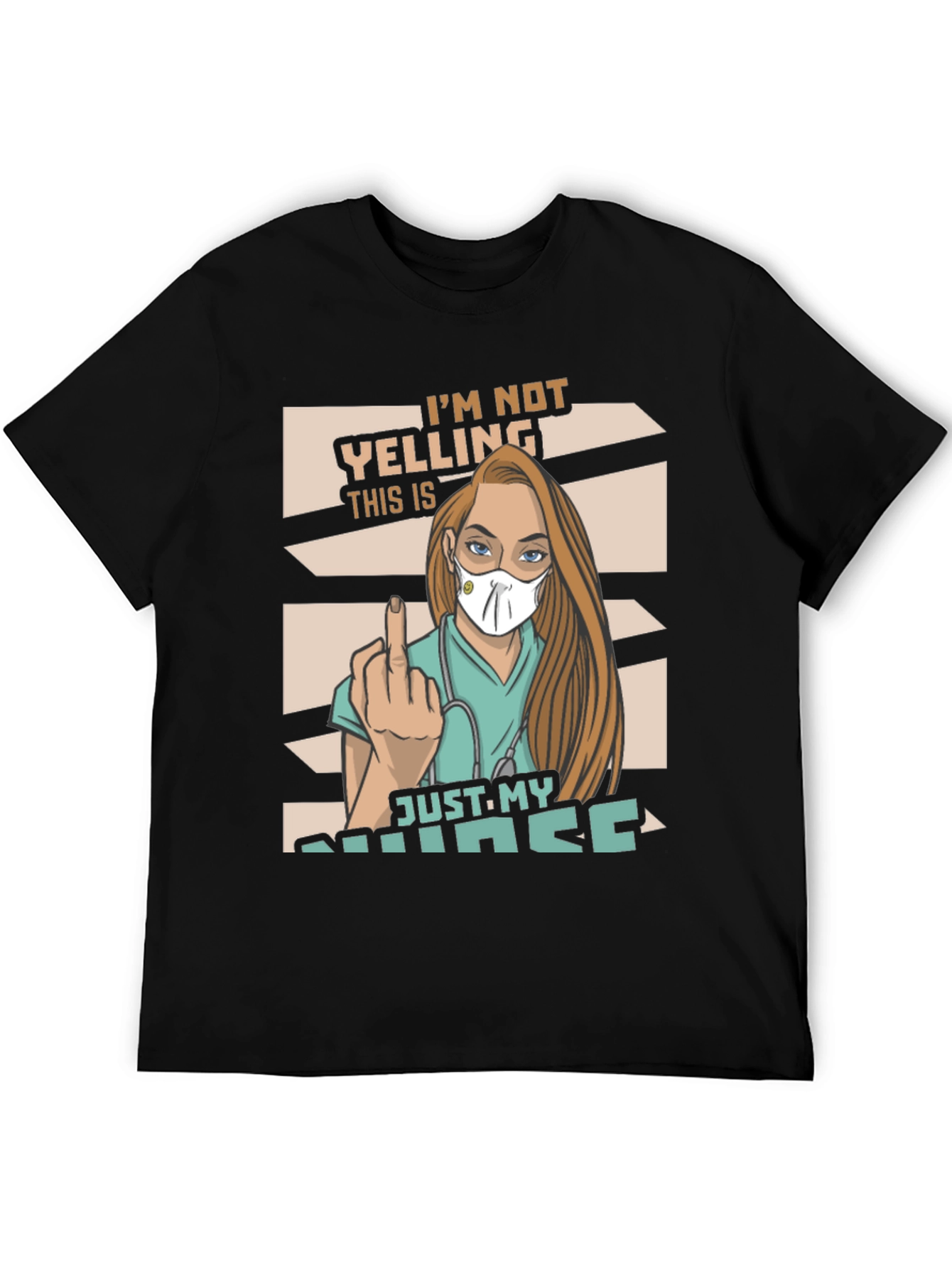 Black I'm Not Yelling Nurse Graphic T-Shirt view 5