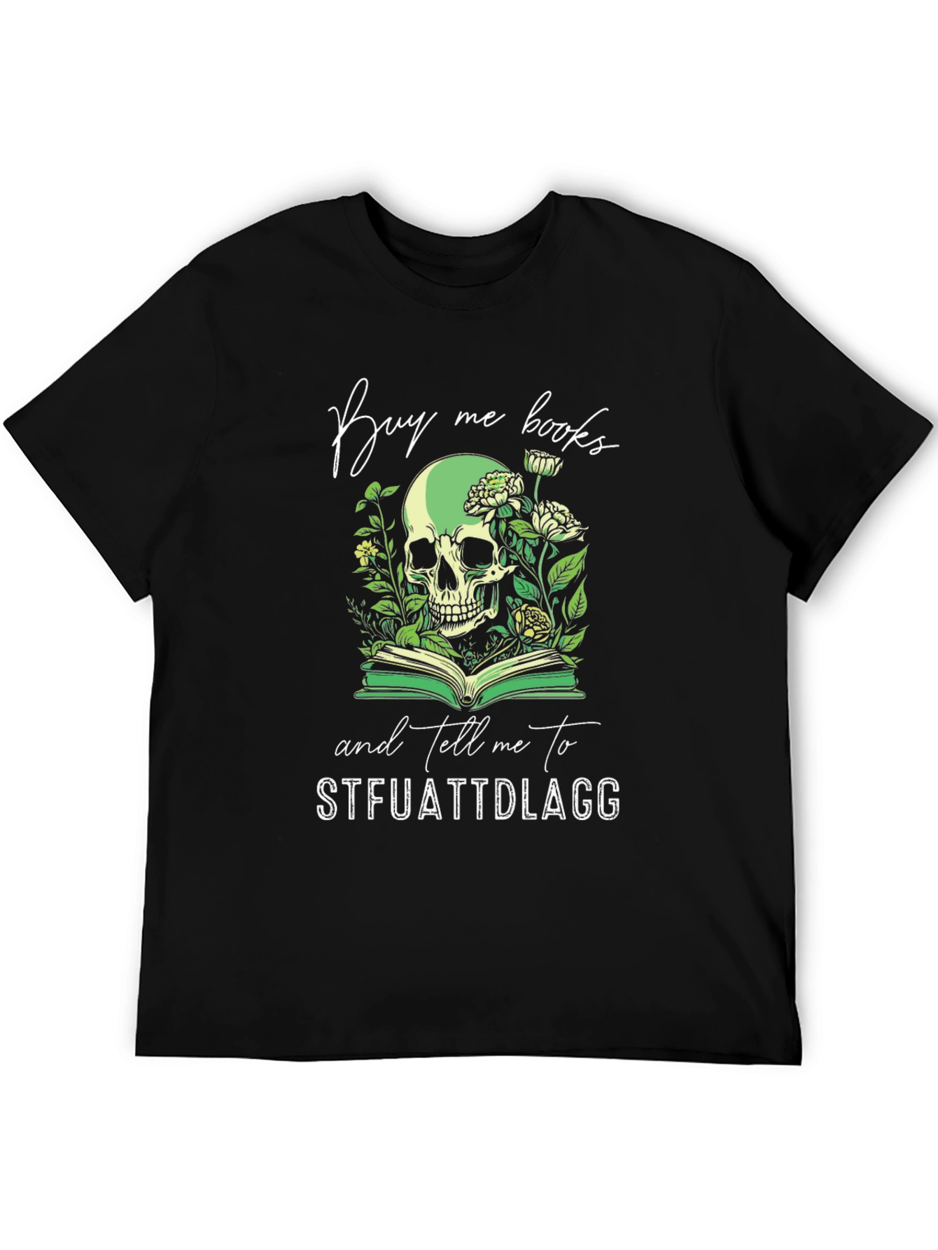Black Buy Me Books Skull Graphic Tee view 5