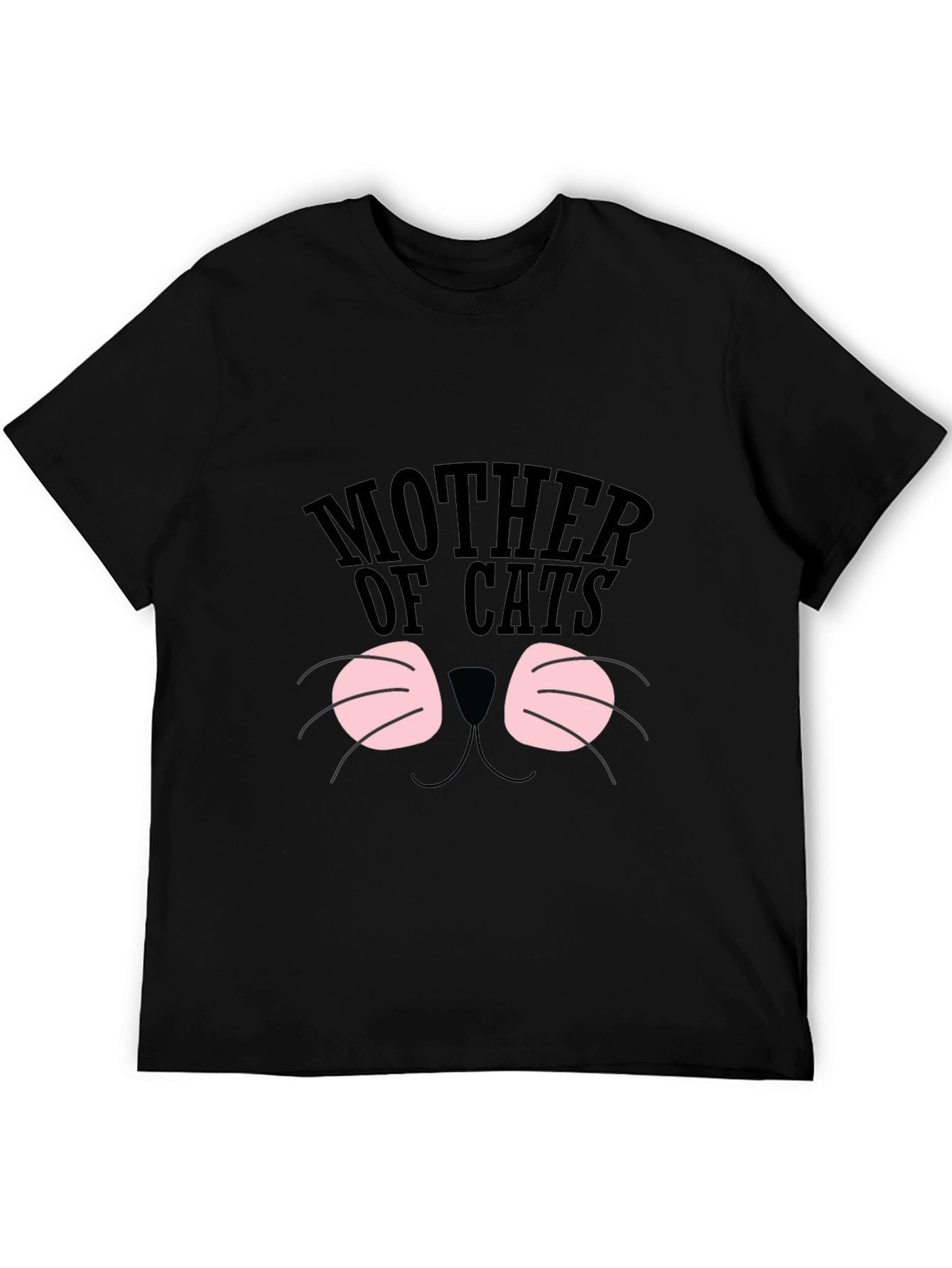 Black Mother of Cats T-Shirt, Cute Cat Face Tee view 5