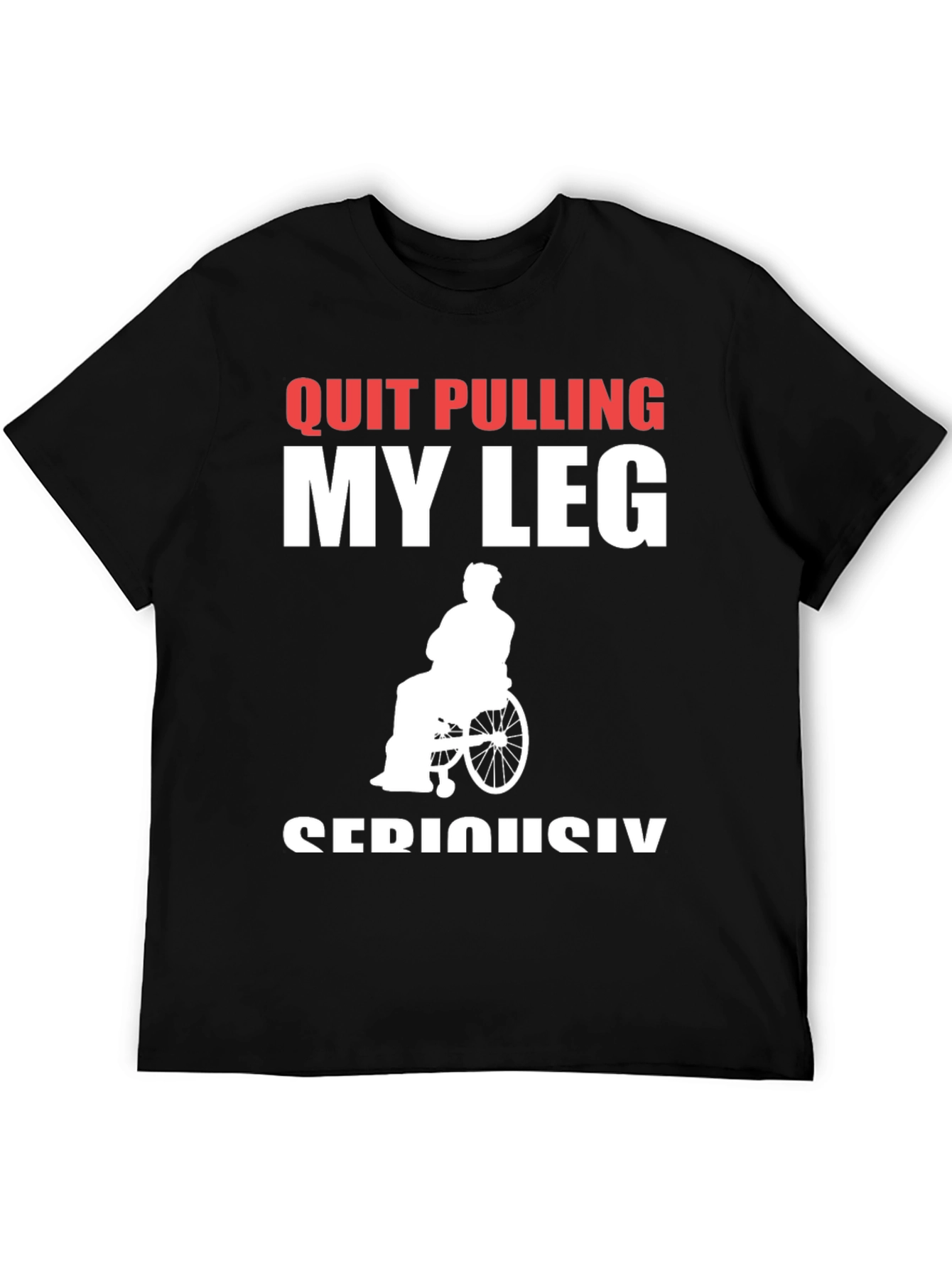 Black Quit Pulling My Leg T-Shirt view 5