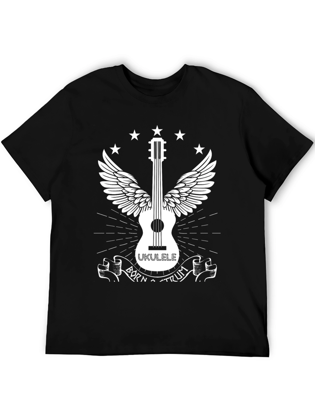 Black Born to Strum Ukulele Graphic Tee view 5