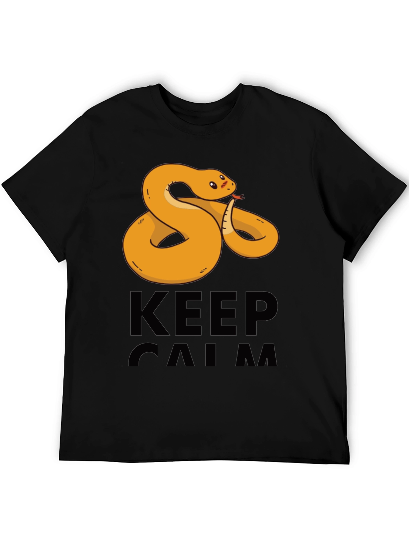 Black Funny Snake Keep Calm Men's T-Shirt view 5