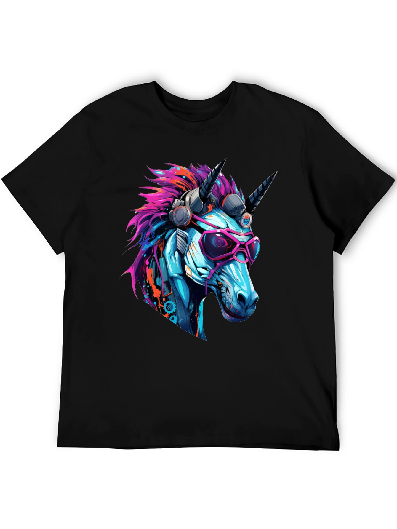 Black Cyberpunk Unicorn Graphic T-Shirt - Cool, Edgy Design view 5