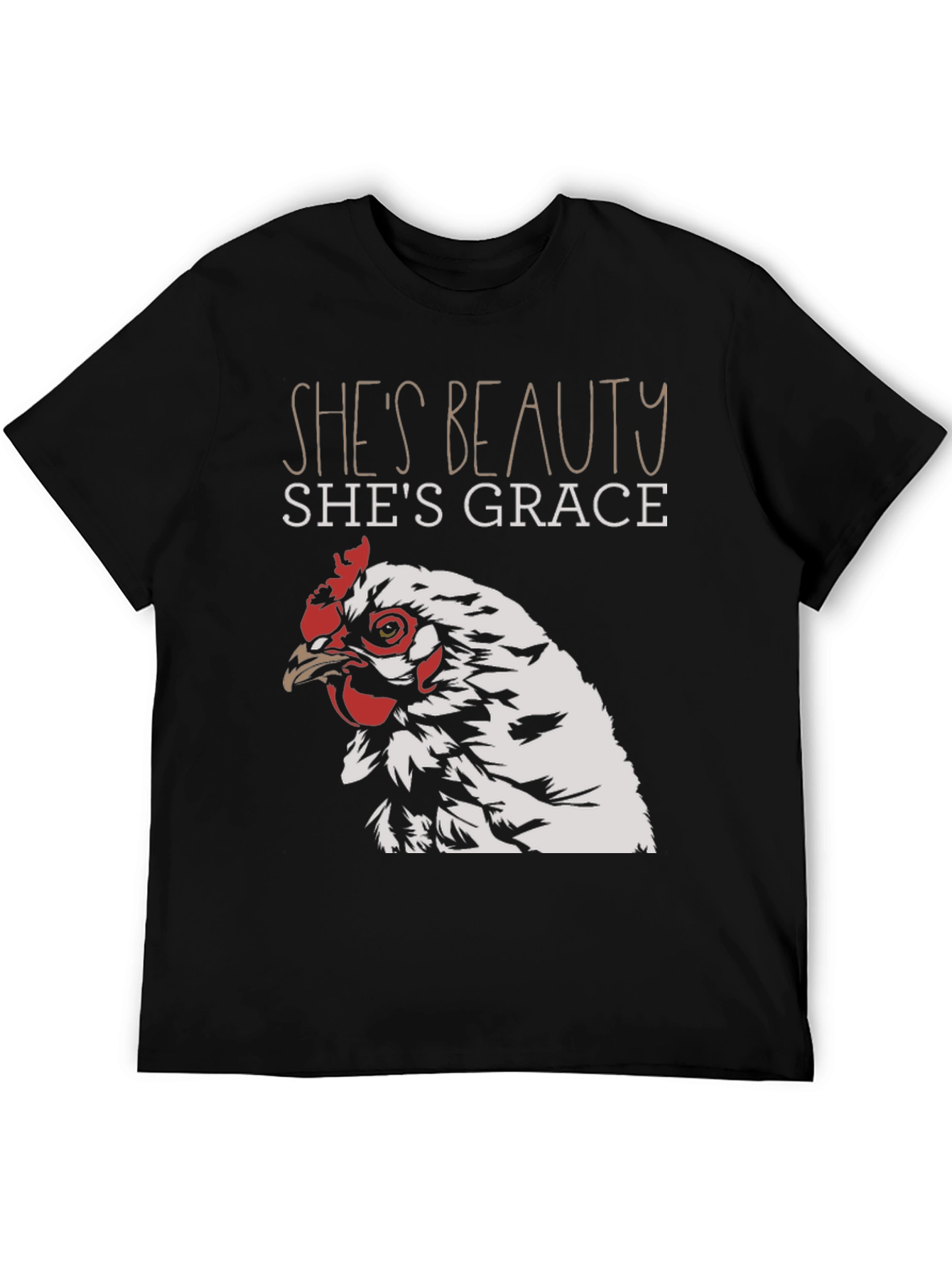 Black She's Beauty She's Grace Chicken Graphic T-Shirt view 5