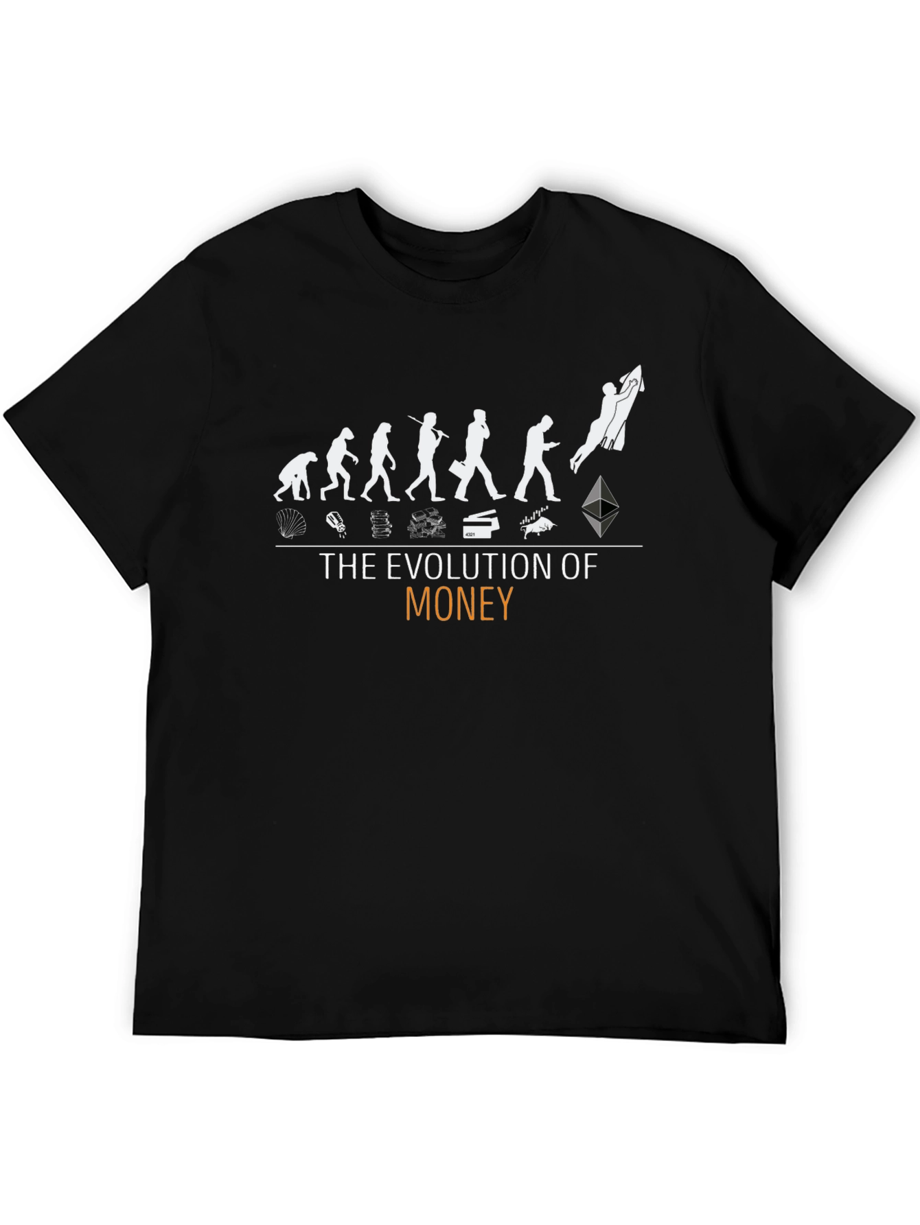 Black Evolution of Money Graphic Tee - Crypto Humor T-Shirt view 5