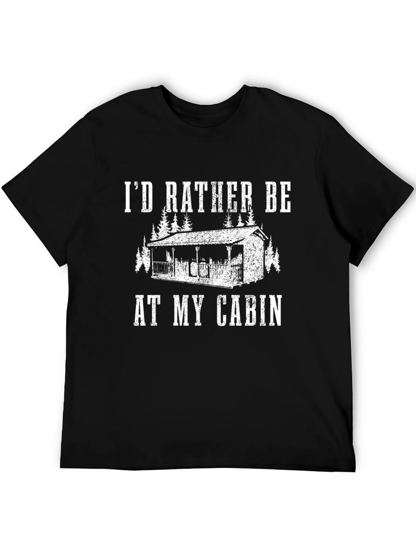 Black Cabin T-Shirt: I'd Rather Be At My Cabin Tee view 5