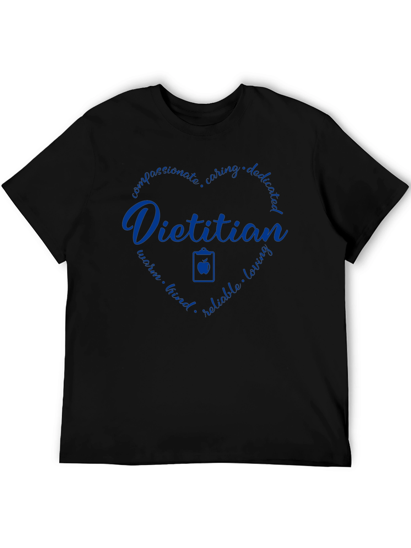 Black Dietitian Heart Graphic T-Shirt - Caring Nutritionist Tee view 5