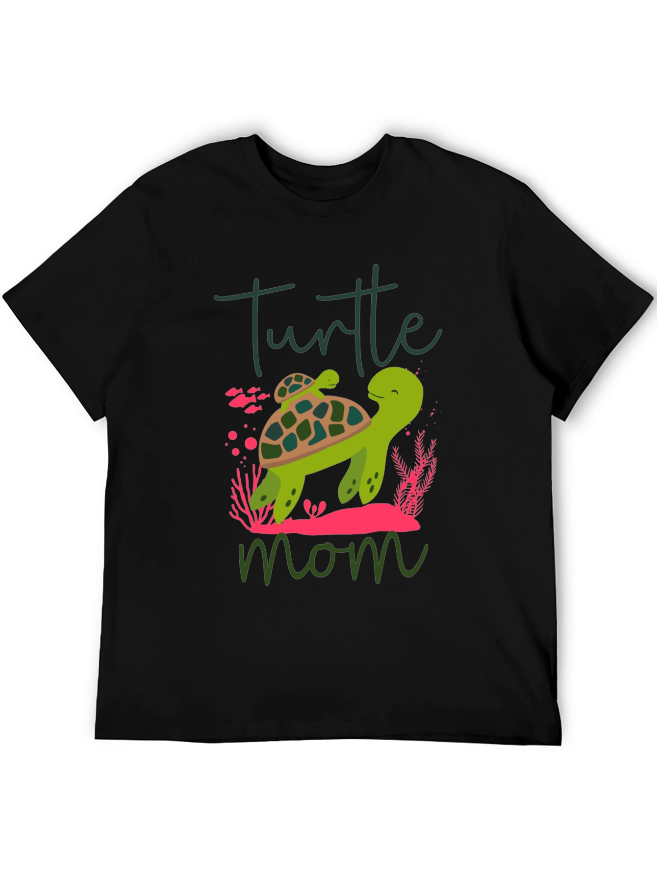 Black Turtle Mom Graphic T-Shirt, Cute Animal Tee view 5