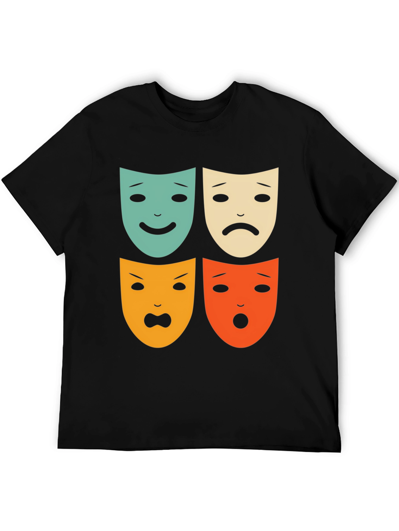 Black Drama Masks Graphic Tee - Unisex Soft Cotton T-Shirt view 5