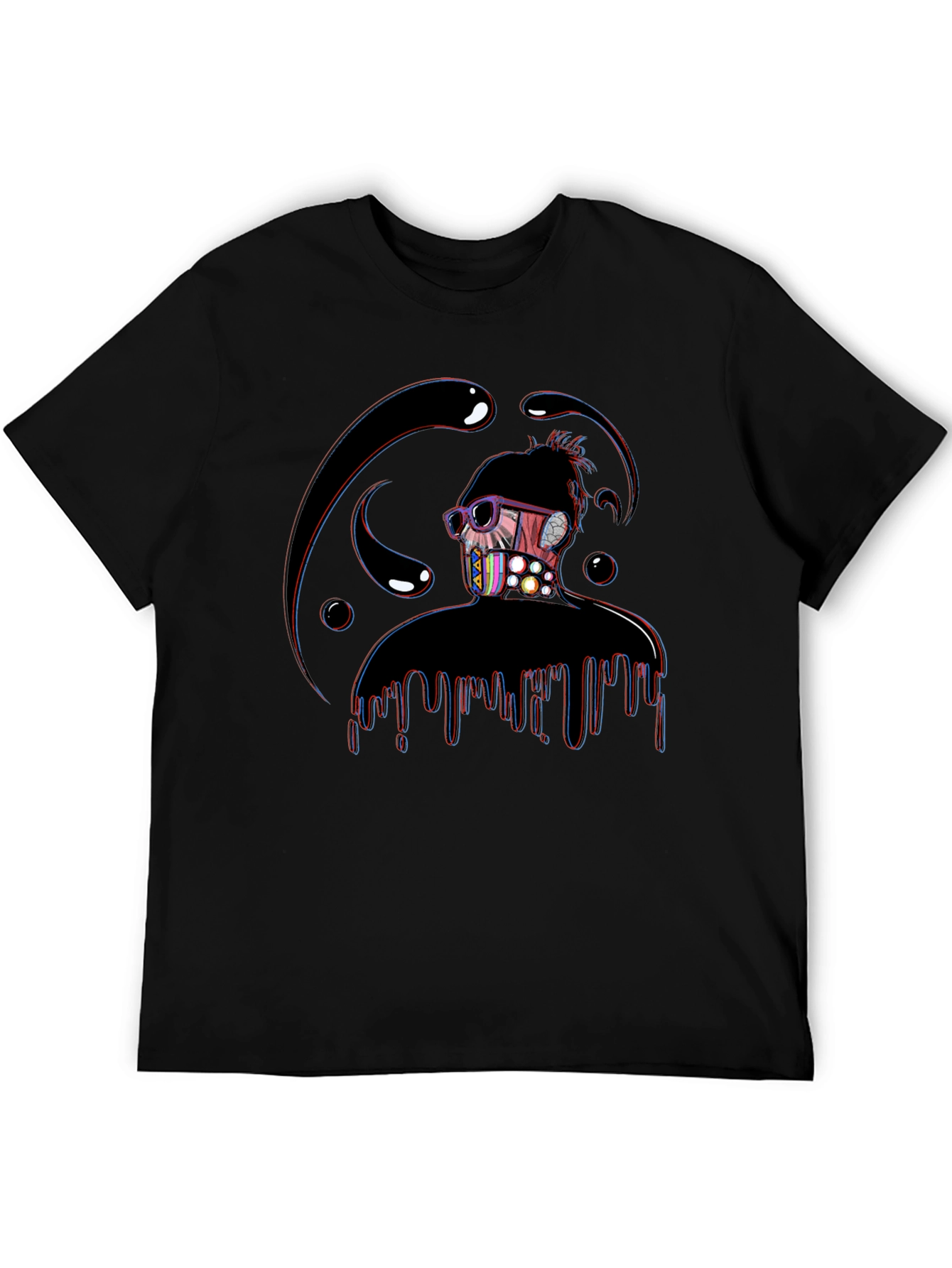 Black Abstract Dripping Figure Graphic T-Shirt view 5