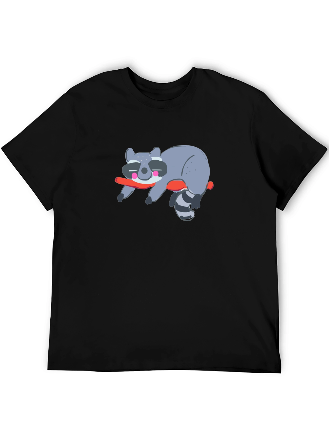 Black Lazy Raccoon Graphic T-Shirt - Unisex Black Tee view 5
