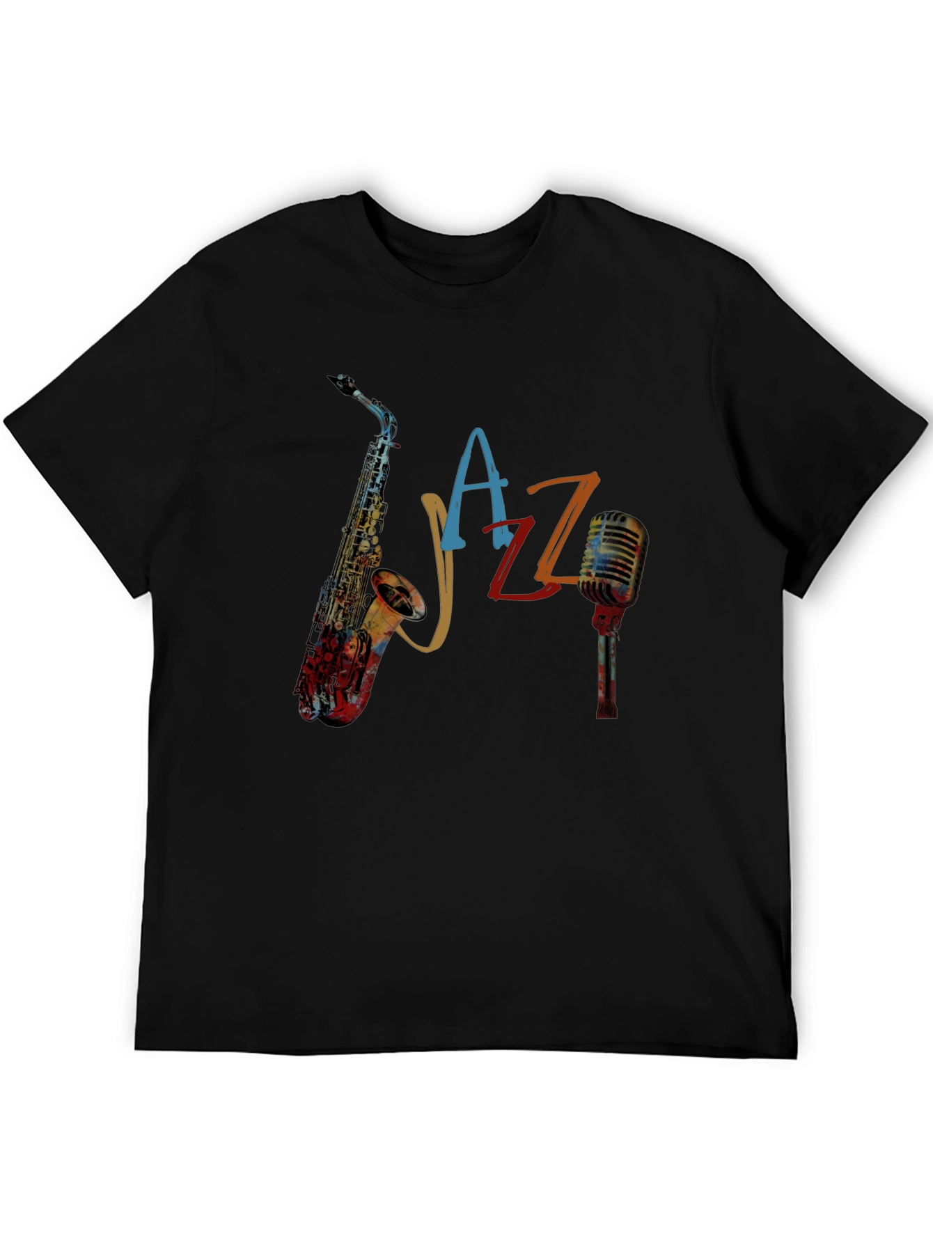 Black Jazz Saxophone Graphic Tee - Cool Music Lover Shirt view 5