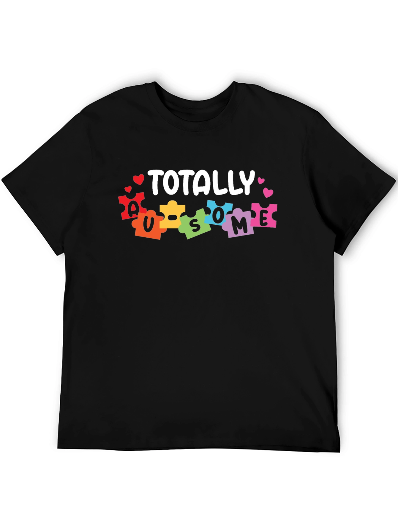 Black Totally Awesome Autism Awareness T-Shirt view 5