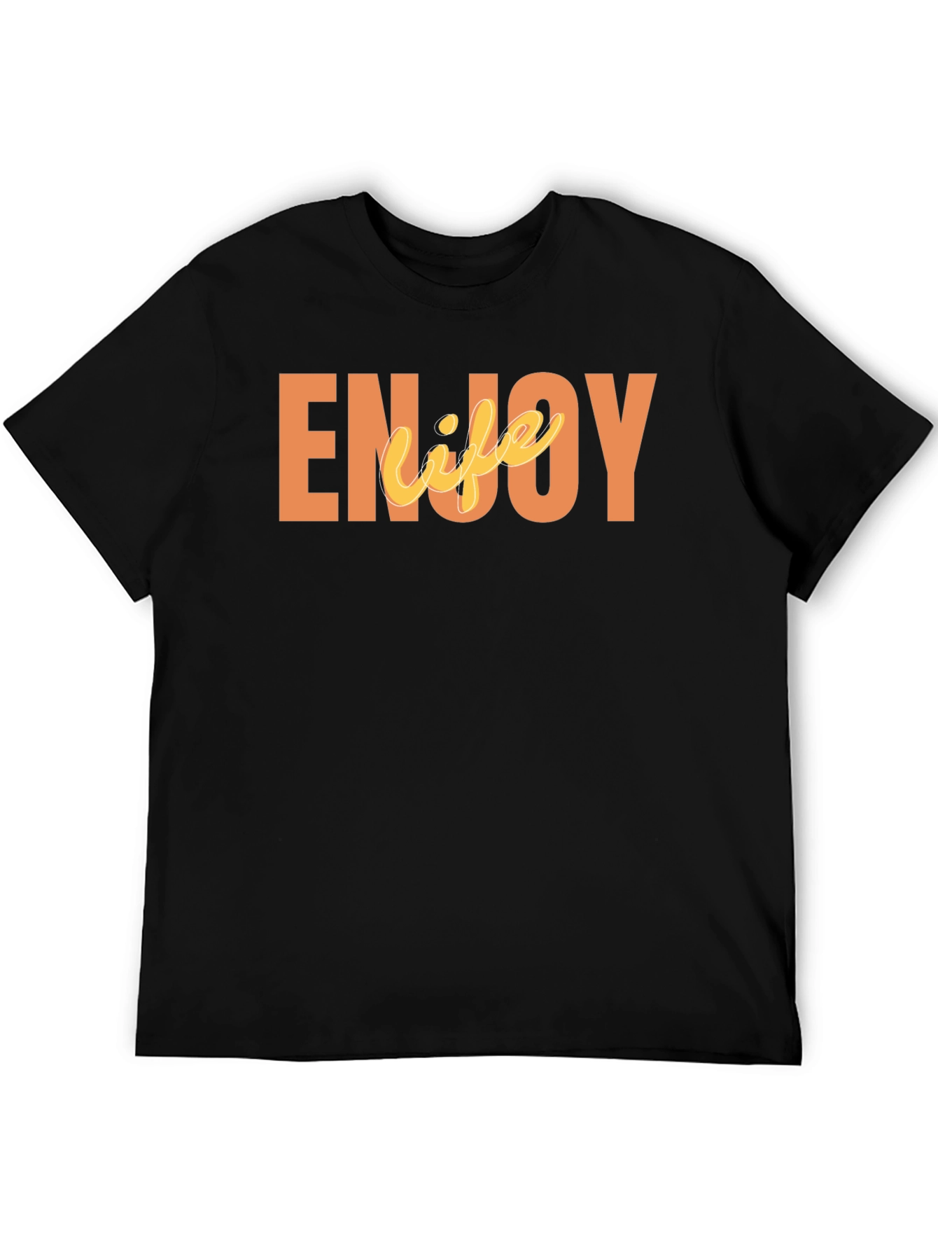 Black Enjoy Life Graphic Tee - Black Casual T-Shirt view 5