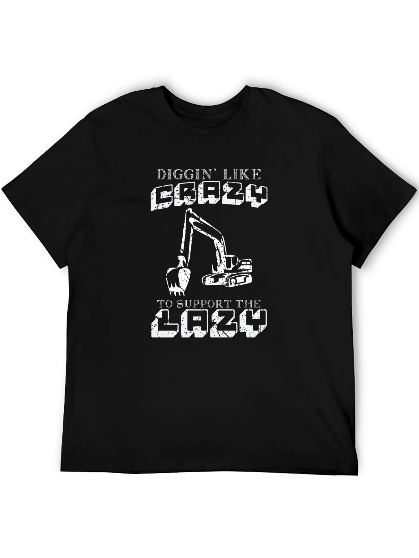 Black Diggin' Like Crazy Men's Black T-Shirt view 5