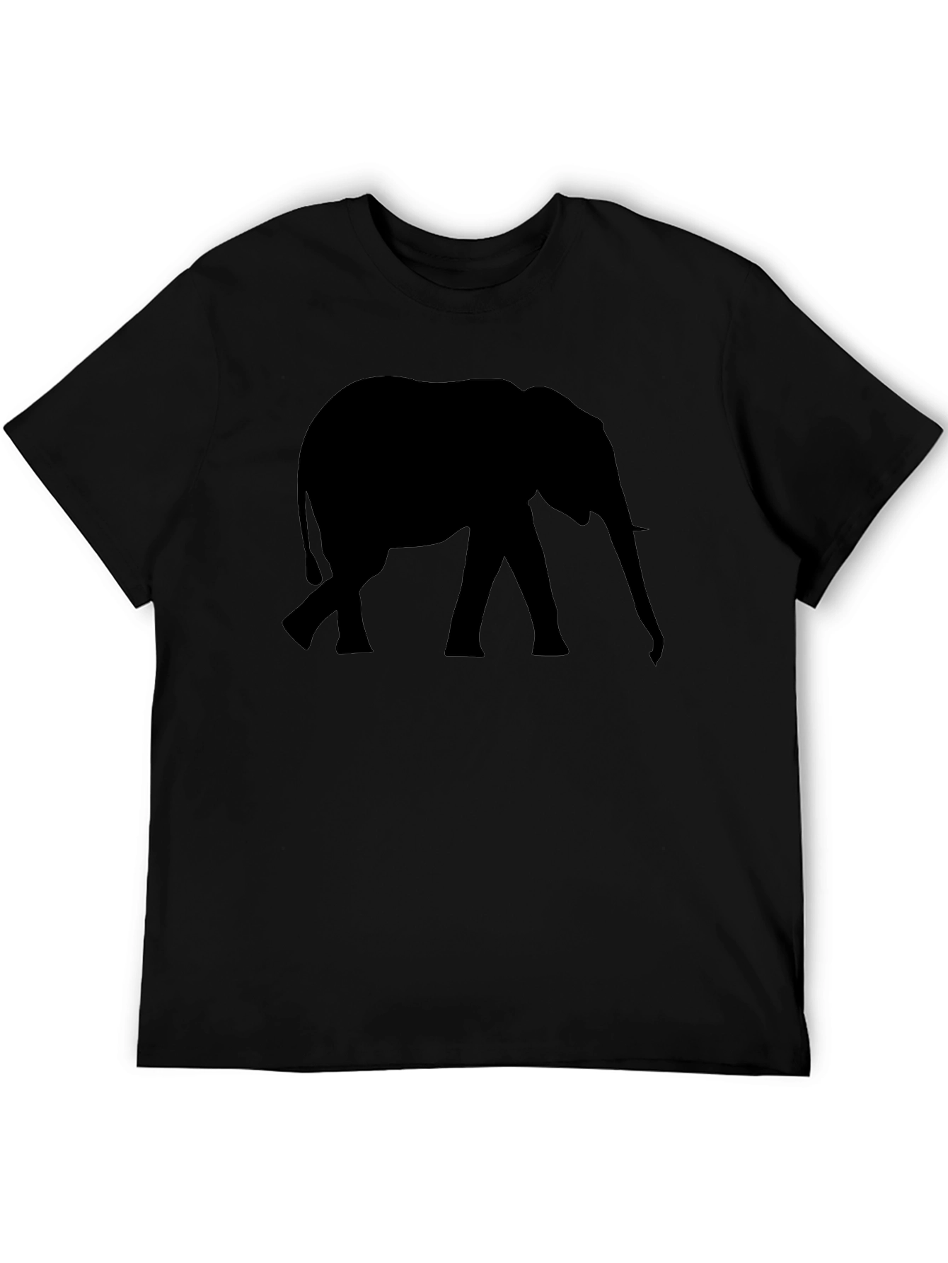 Black Elephant Silhouette Black T-Shirt view 5