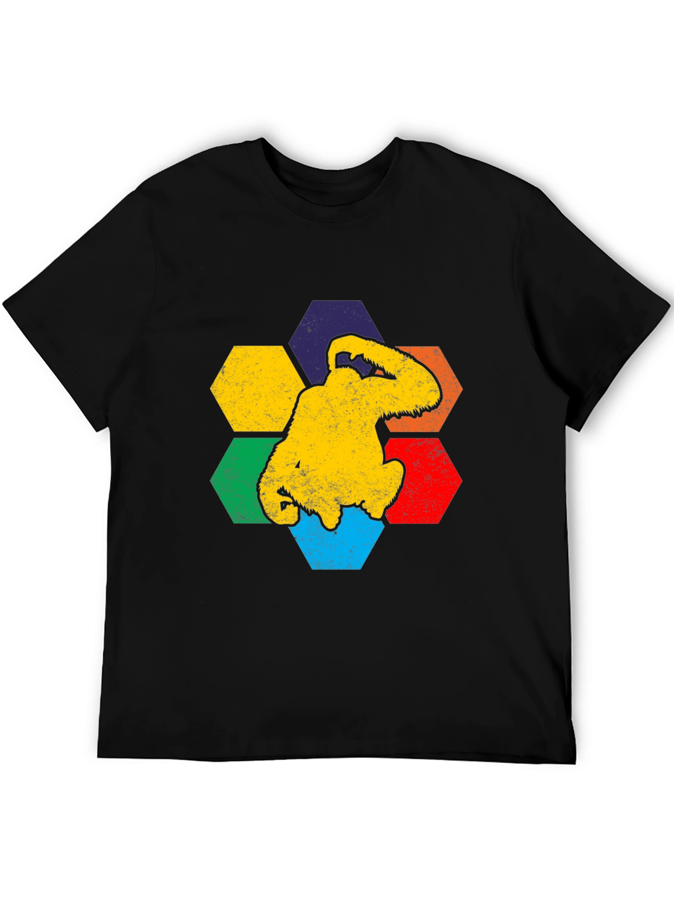 Black Retro Bigfoot Hexagon Graphic Tee view 5
