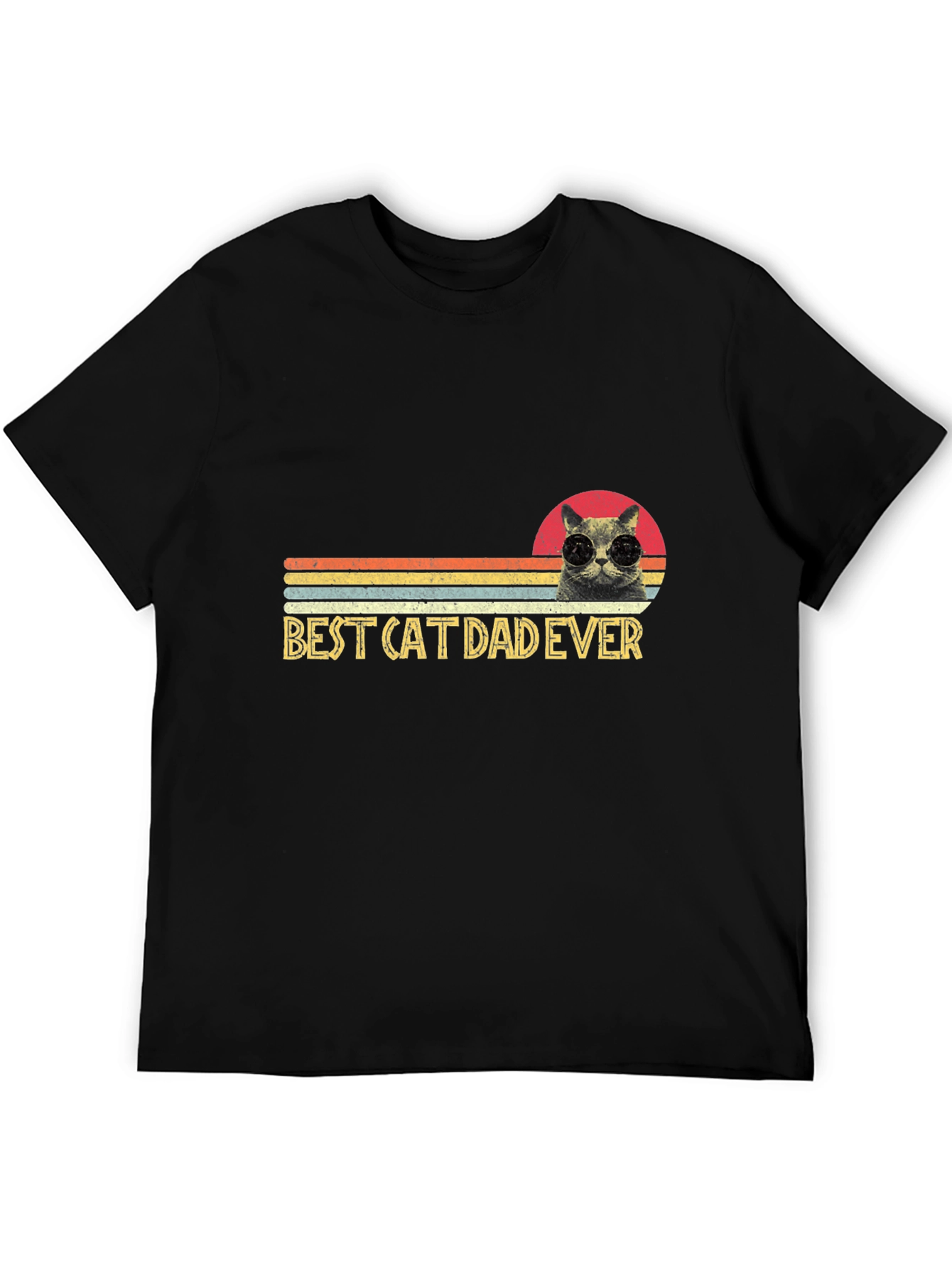 Black Best Cat Dad Ever T-Shirt - Funny Cat Lover Tee view 5