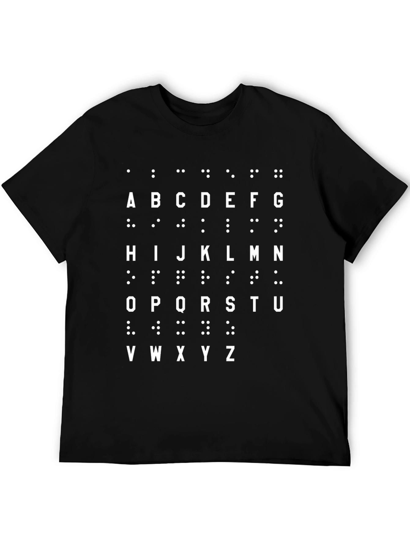 Black Braille Alphabet T-Shirt - Black, Unisex view 5