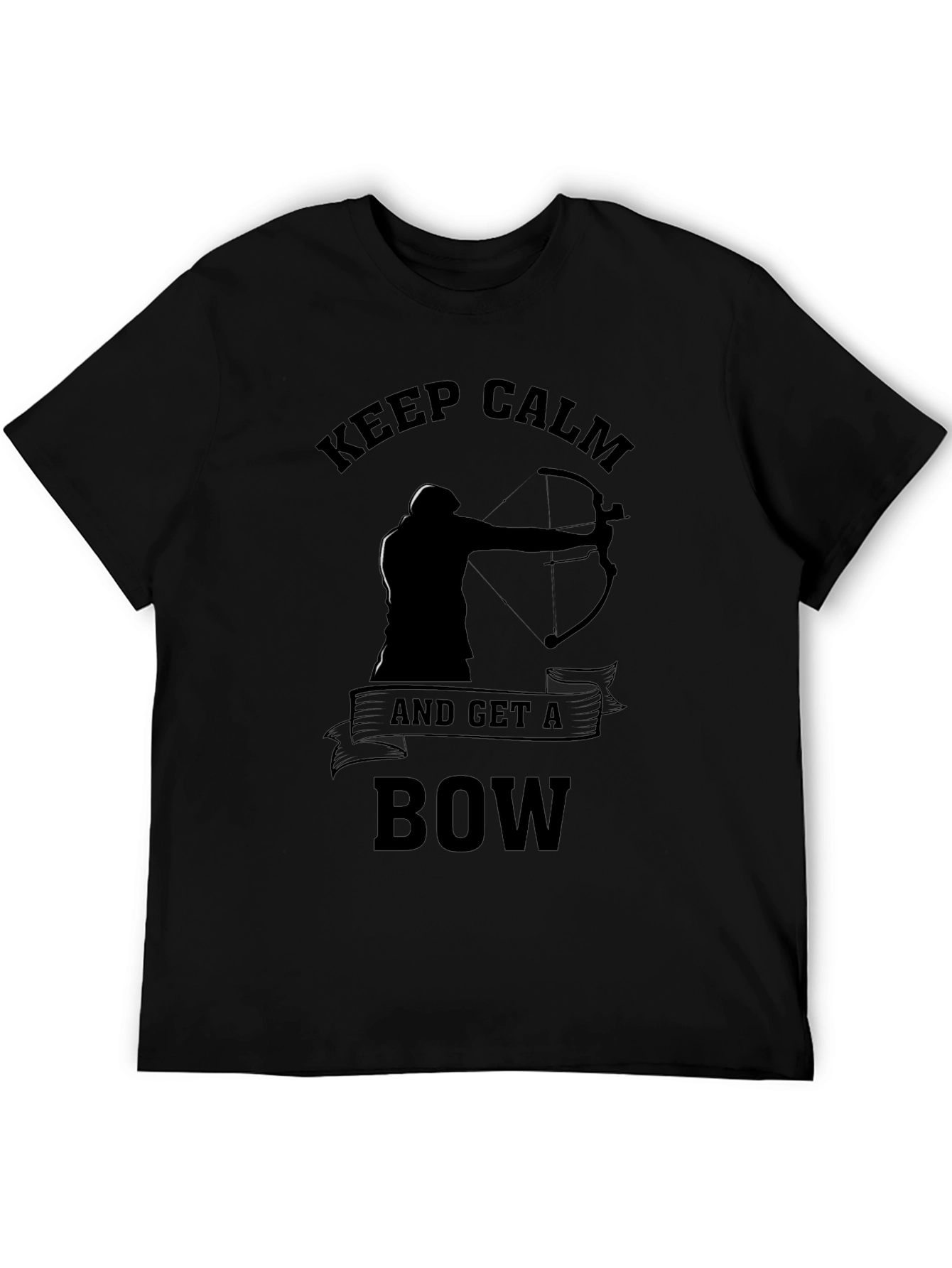 Black Keep Calm & Get a Bow T-Shirt, Archery Design view 5