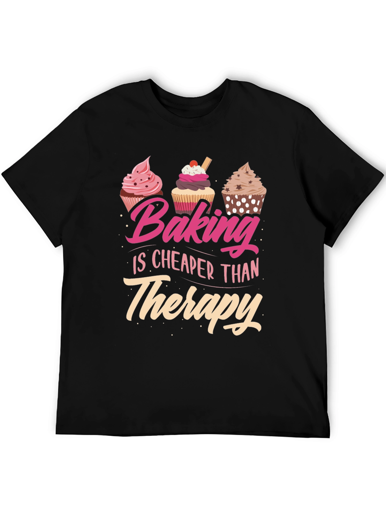 Black Baking is Cheaper Than Therapy T-Shirt view 5