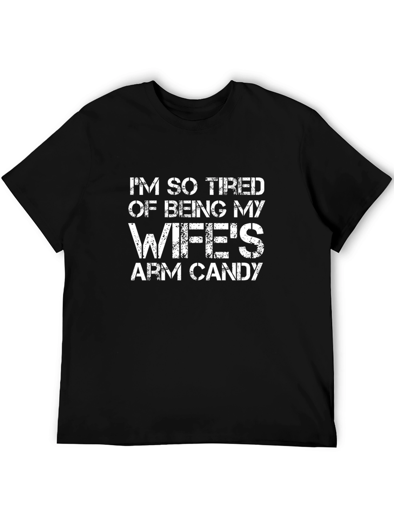 Black Funny Wife's Arm Candy Graphic Tee - Black Cotton T-Shirt view 5