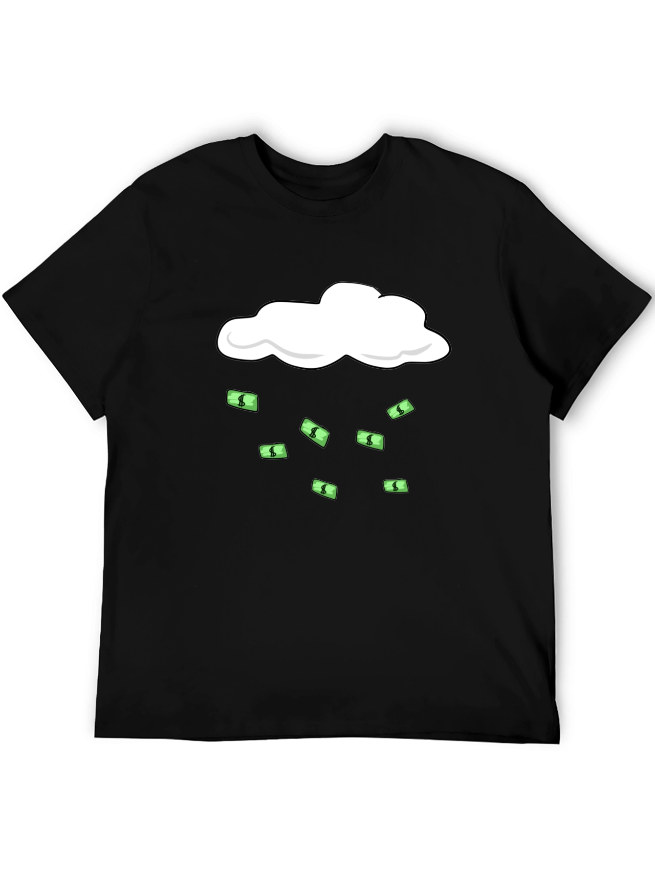 Black Money Rain T-Shirt - Black Graphic Tee view 5