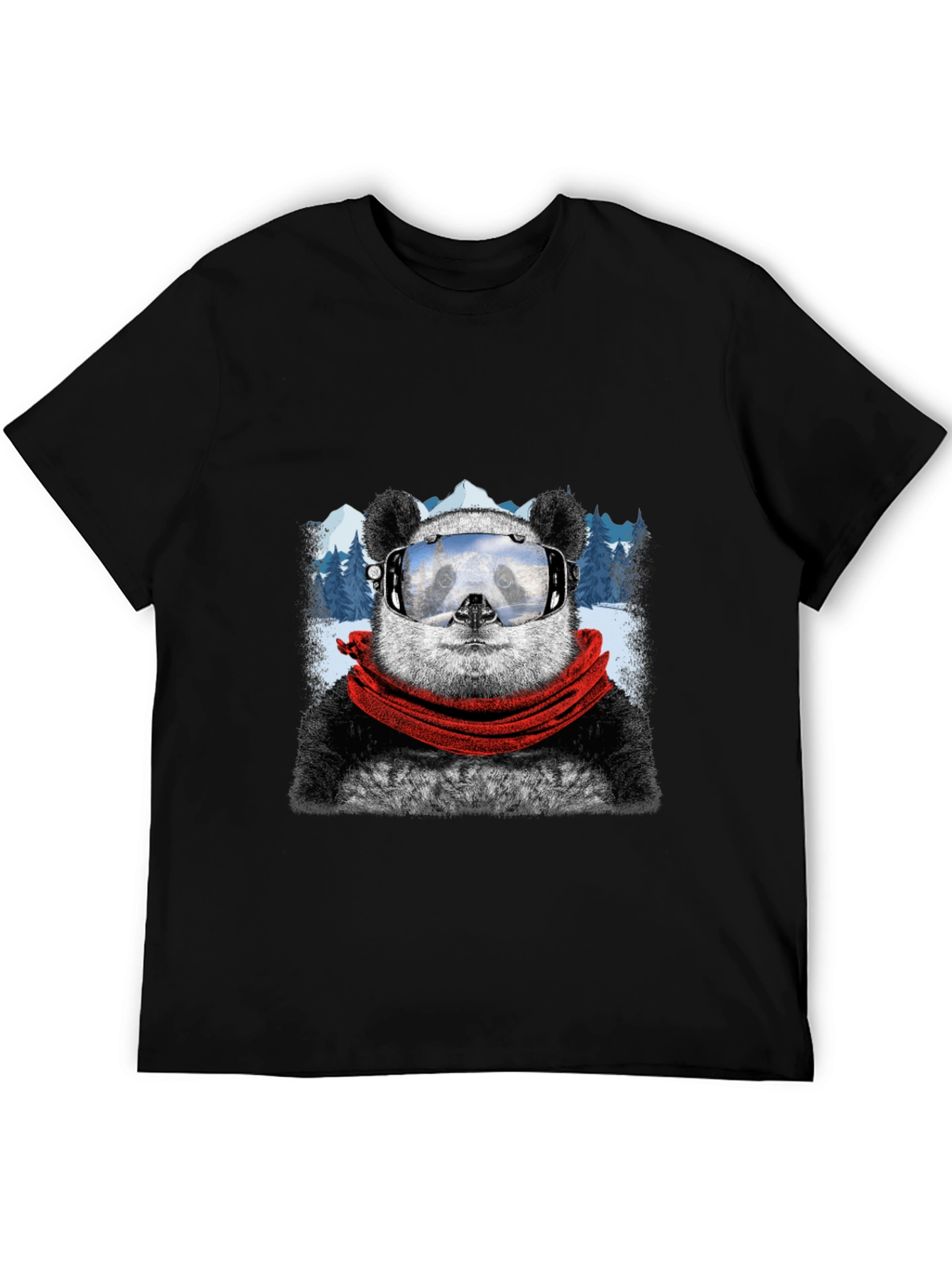 Black Panda Skiing T-Shirt - Cool Graphic Tee view 5