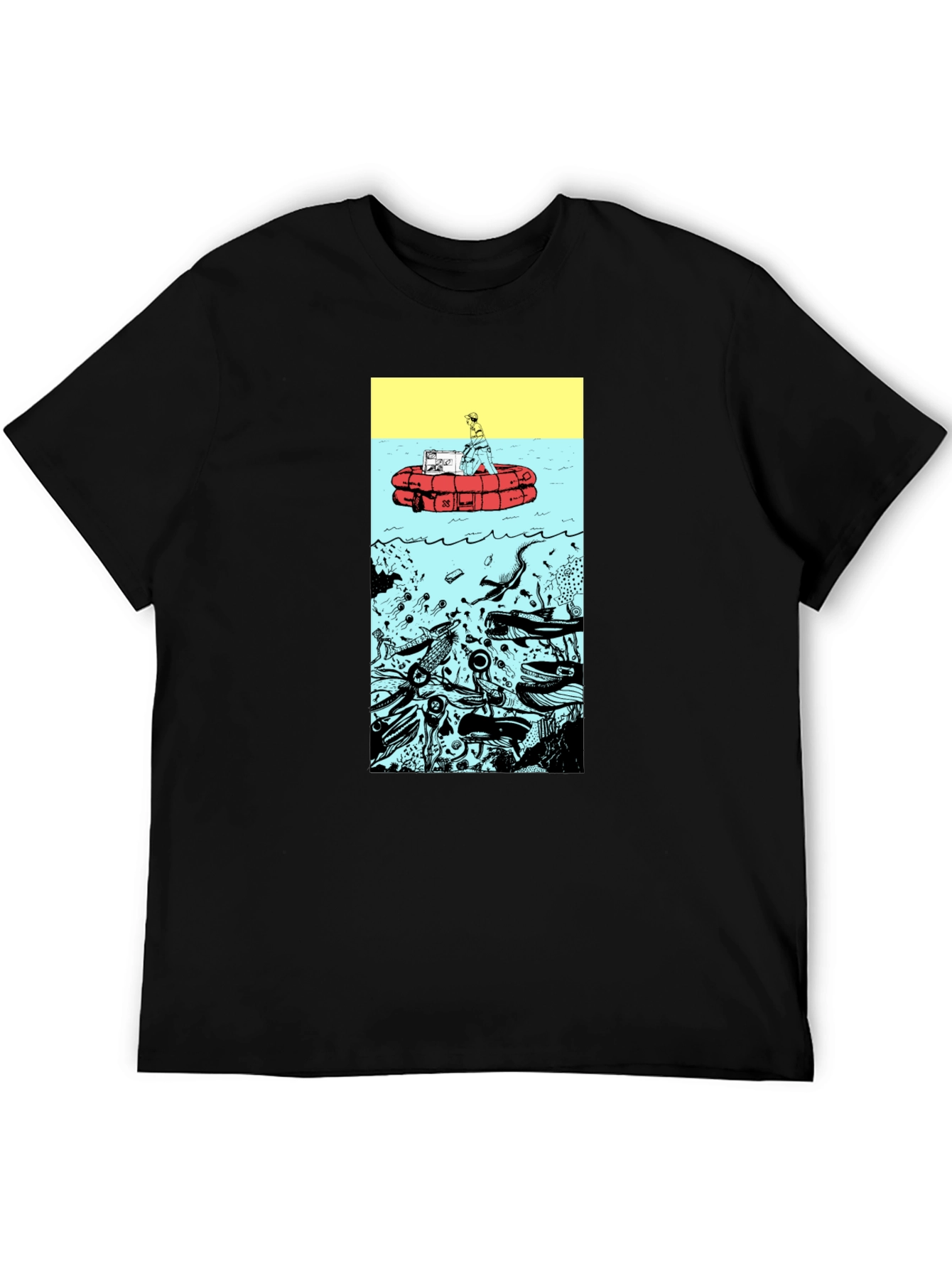 Black Unique Graphic Print Black T-Shirt view 5