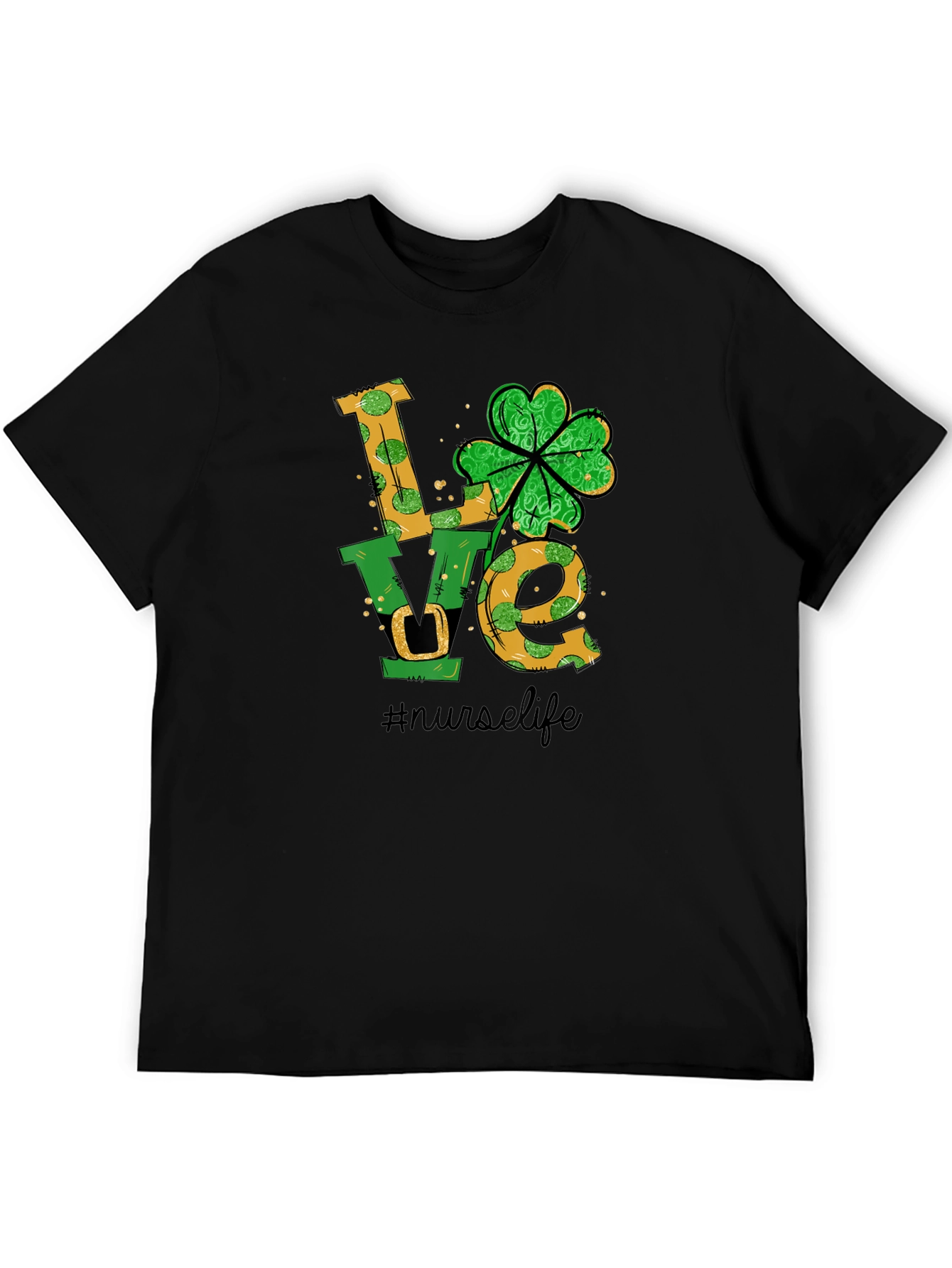 Black Nurse Life St. Patrick's Day T-Shirt view 5