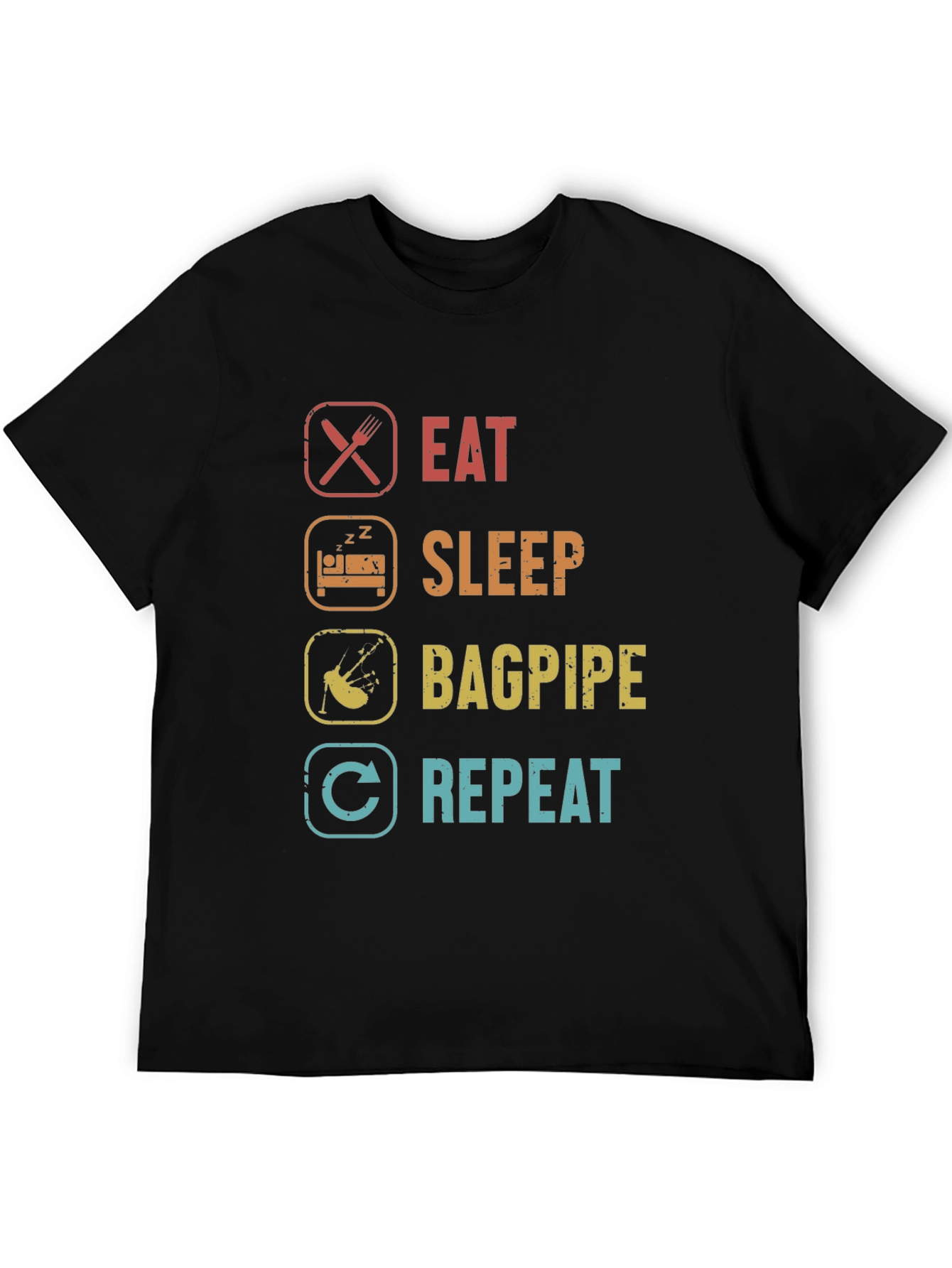 Black Eat Sleep Bagpipe Repeat T-Shirt view 5