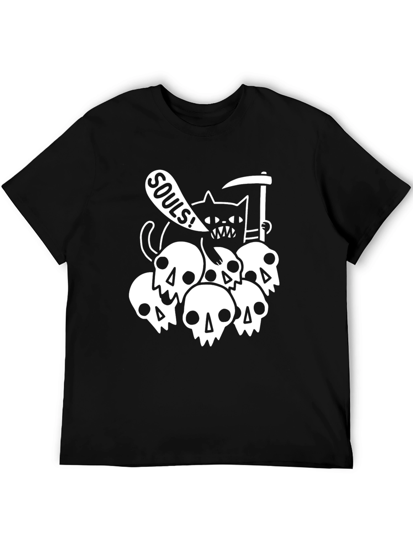 Black Grim Reaper Cat Skulls T-Shirt - Black view 5