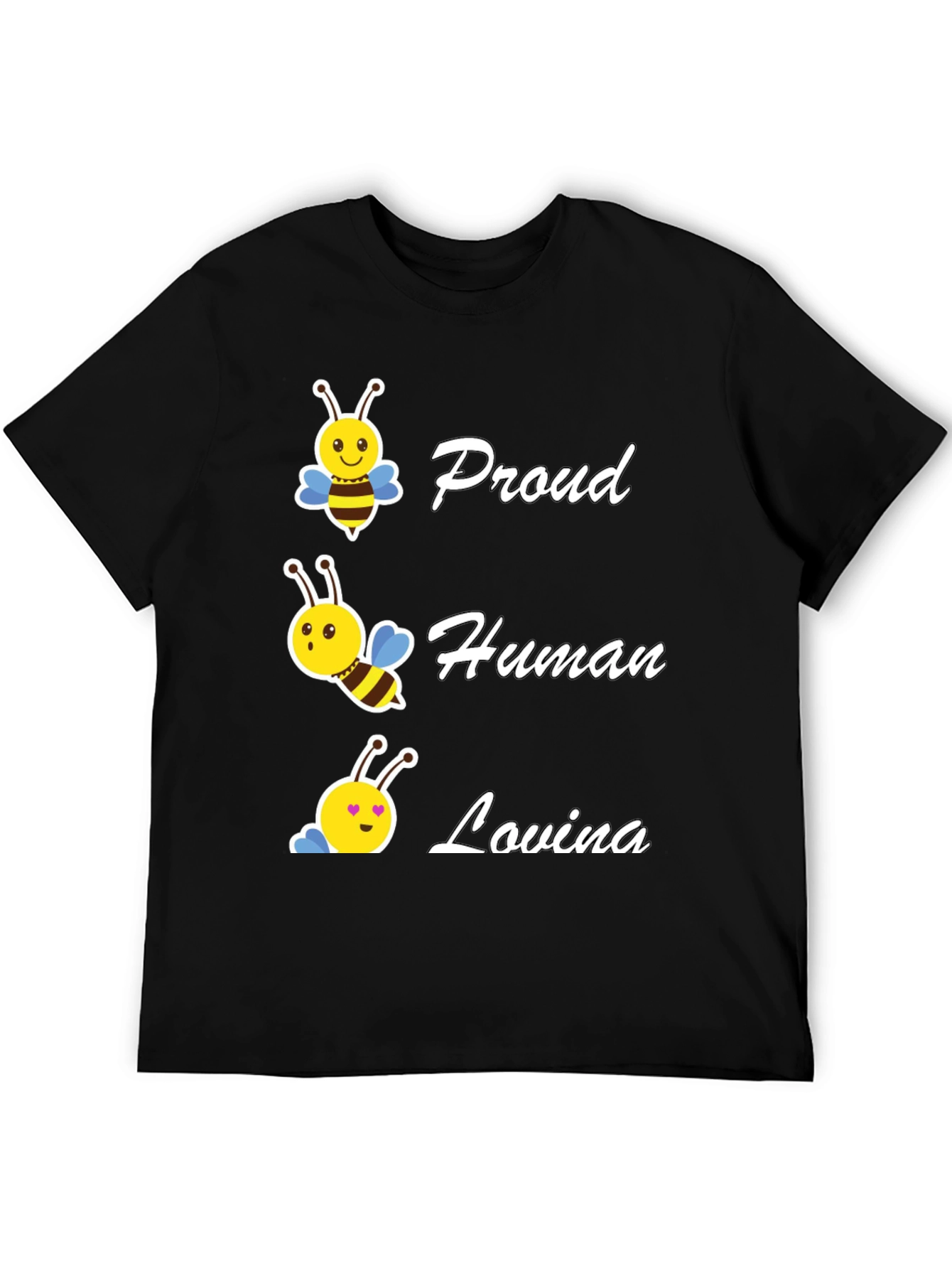 Black Proud Human Bee Loving T-Shirt view 5