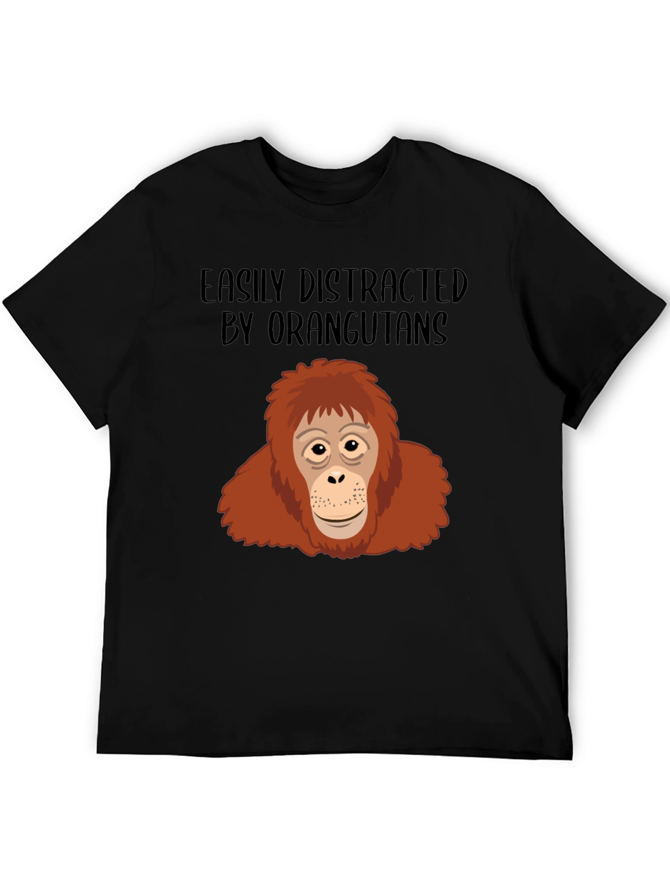 Black Easily Distracted by Orangutans T-Shirt view 5