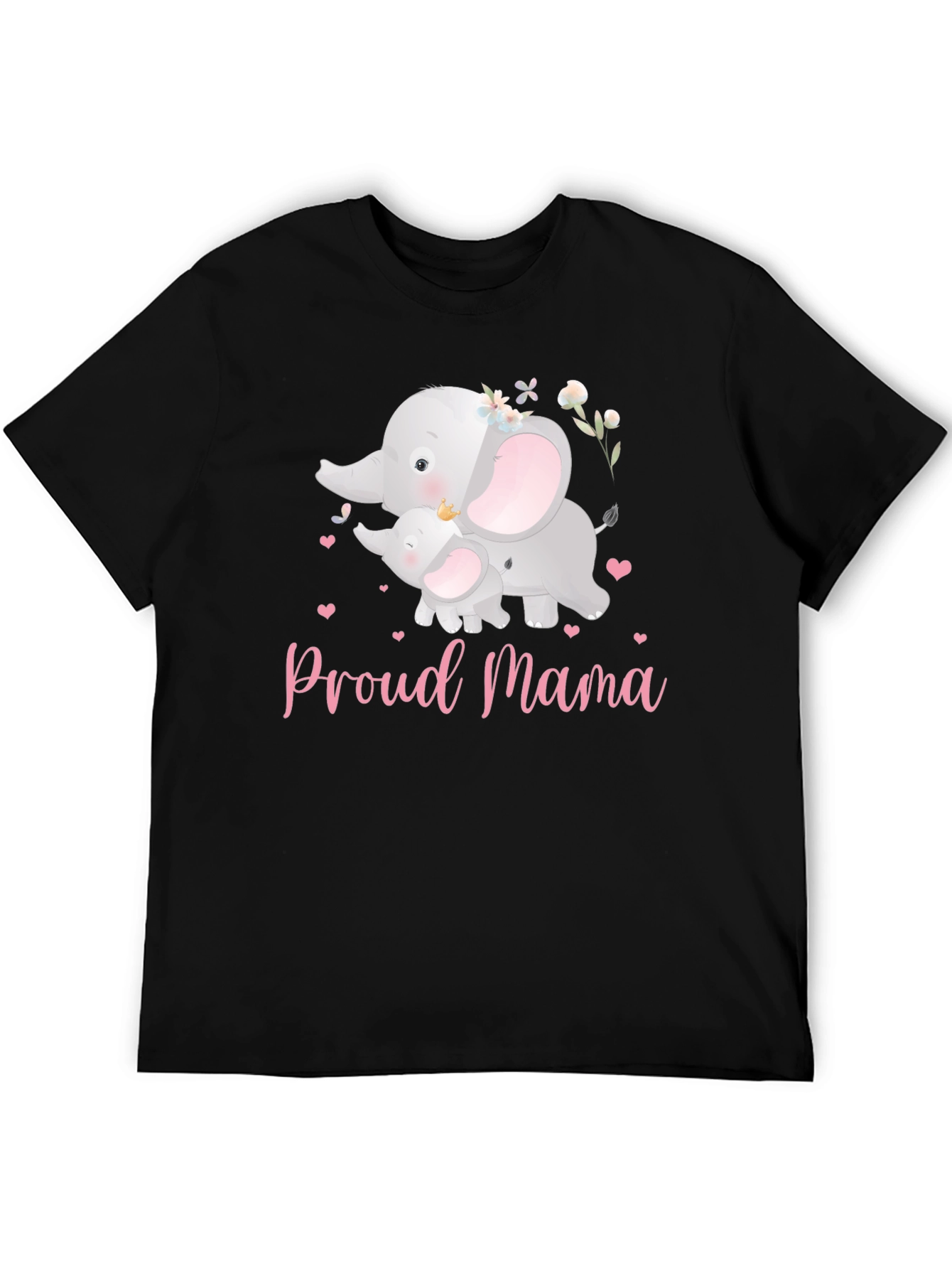 Black Proud Mama Elephant T-Shirt view 5