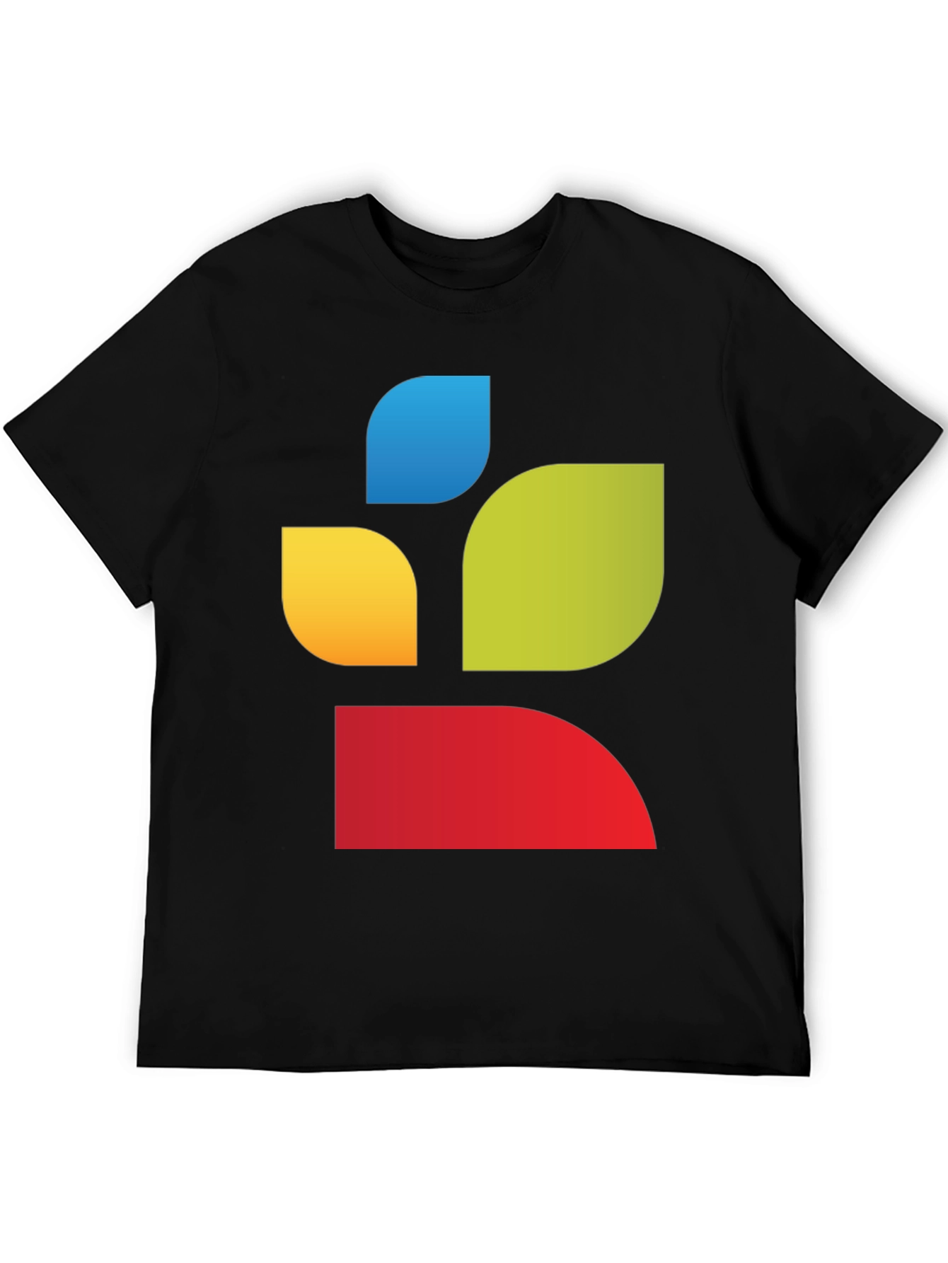 Black Abstract Leaf Design Black T-Shirt view 5